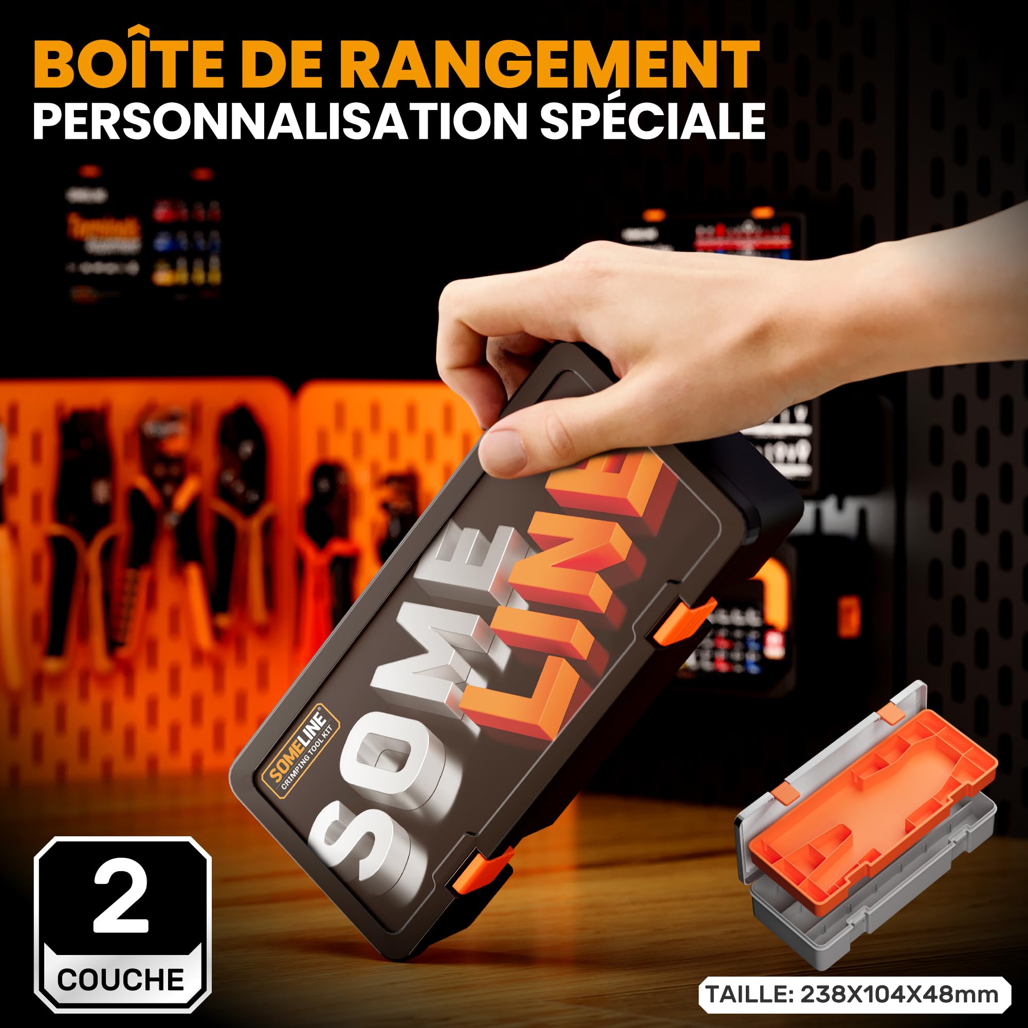 SOMELINE Jeu de fiches à sertir, 21 types [0,03-0,34 mm²] Jeu de fiches 1,0 mm-2,0 mm, Pince à sertir pour connecteurs pour Molex, JST-PH et Dupont