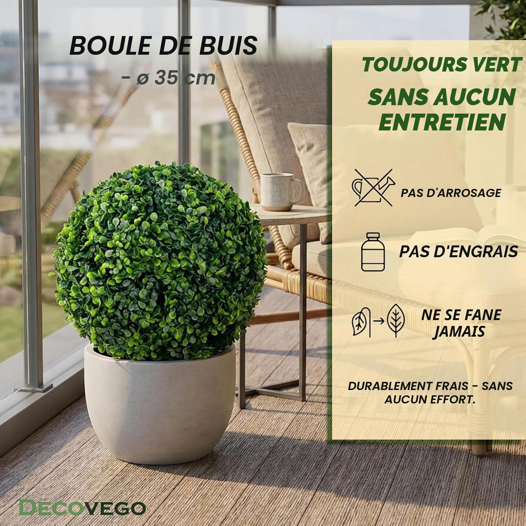 Decovego Buis au Boule Décoratif 35 cm Artificielle Plantes