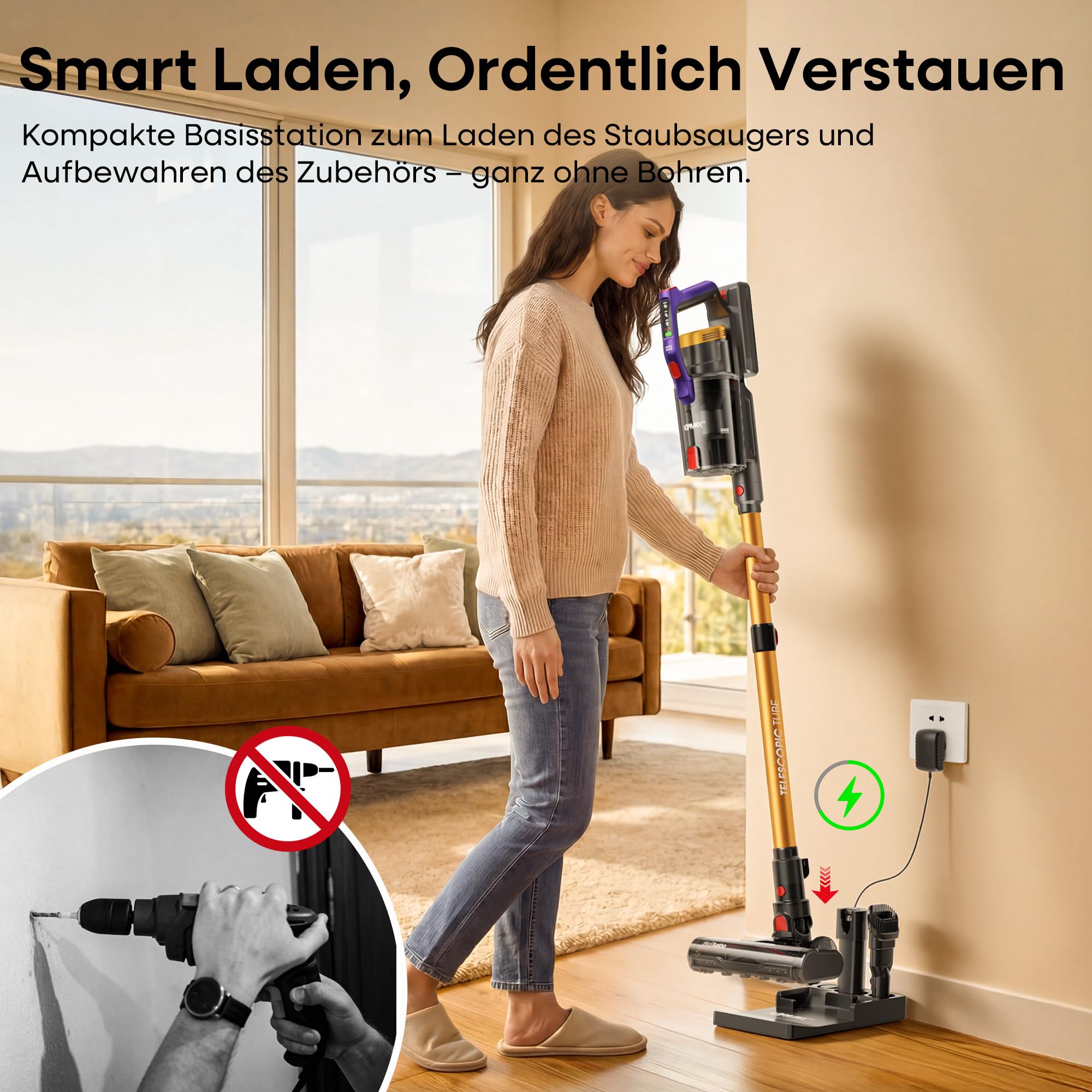 KIPMAX Akku Staubsauger 50000Pa/550W/70Min,1.5L akku Staubsauger Kabellos mit Display,Anti-Tangle-Bürste,7-Schicht-Filtra & Duftfunktion für Teppiche/Tierhaar/Hartböden