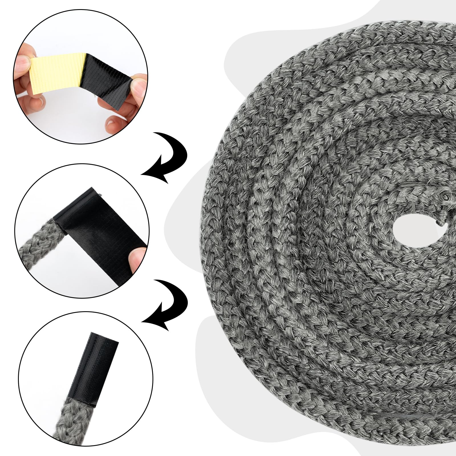Guarnizione per Porta Stufa 6 mm x 3 meter, Guarnizione Camino Guarnizione Stufa a Legna Fibra di Vetro Corda Ignifuga per Stufa Camini Forno, Caldaia Resistente Fino a 450-550℃