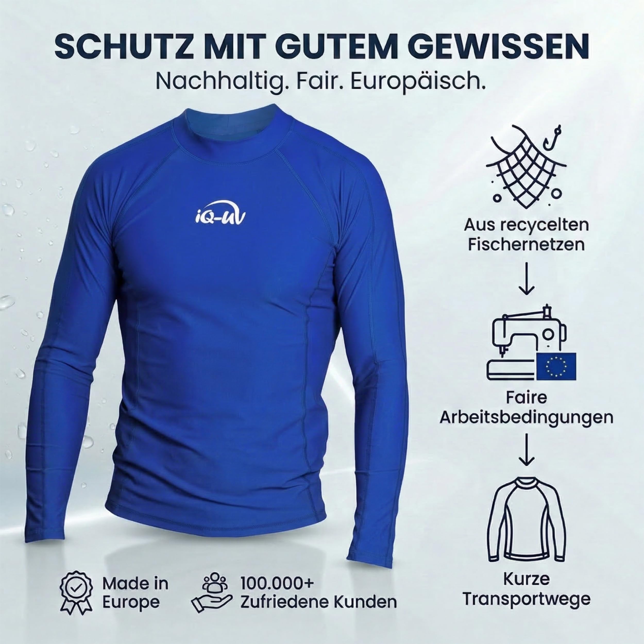 iQ-UV Koszulka z ochroną UV Mężczyźni Koszulka Uv Iq 300 Watersport Z Długim Rękawem