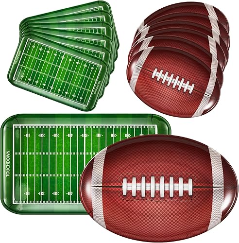 Hushee Paquete de 12 bandejas de melamina de fútbol que incluyen 15 bandejas rectangulares de césped y 14 bandejas ovaladas de fútbol para