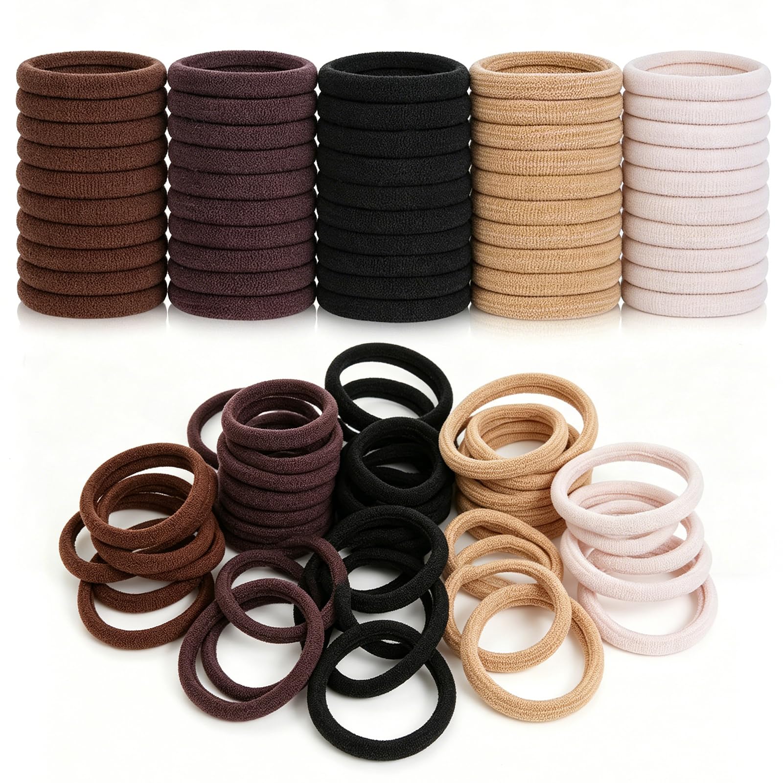 30 Pcs Thick Seamless Hair Bobbles, Strong Elastic Hair Ties for Women, No Damage Soft Hair Bands for All Hair Types - Colour mixing