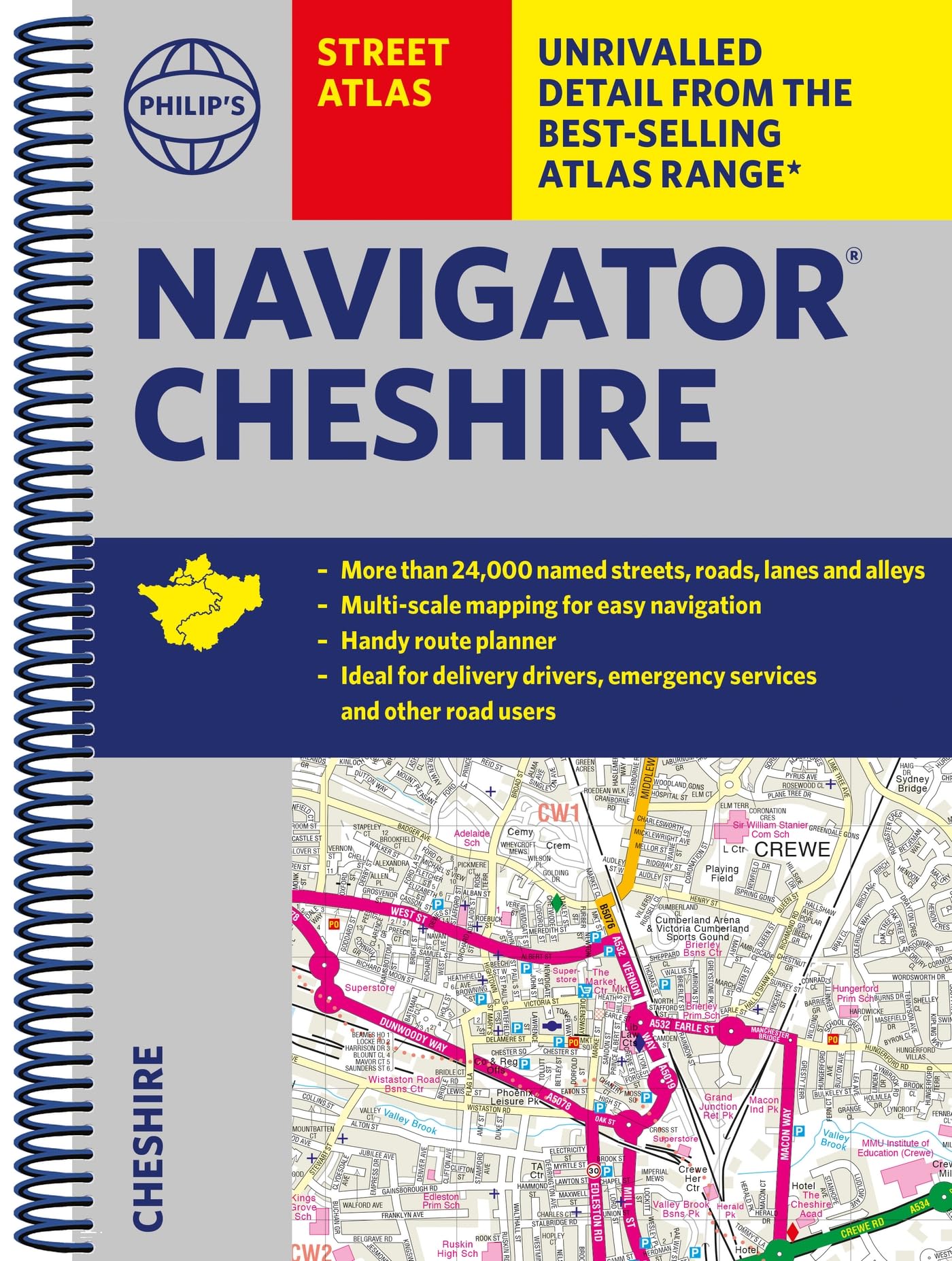 Philip's Navigator Street Atlas Cheshire: Spiral Edition (Philip's Street Atlas)