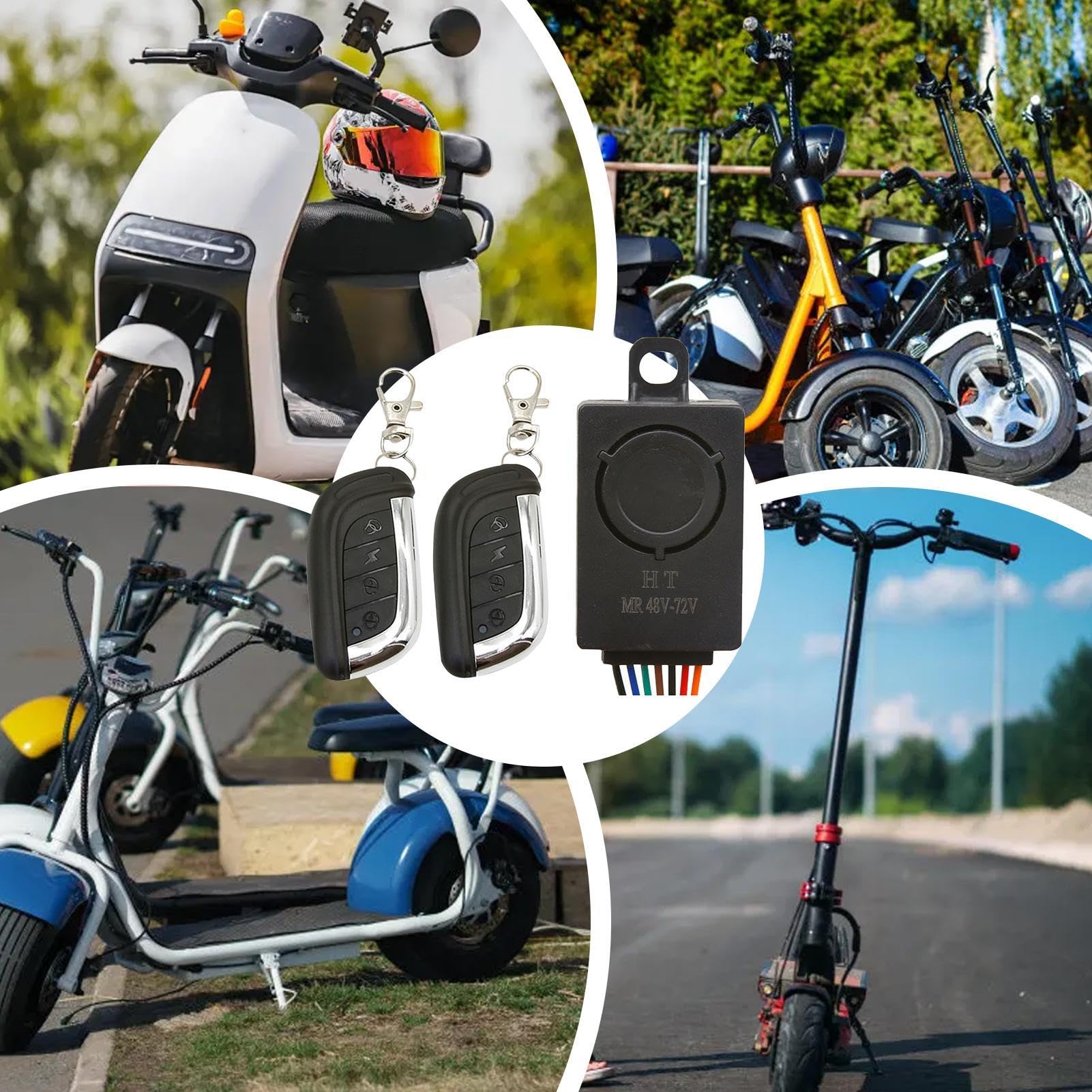 Roller-Alarmsystem Mit Fernbedienung – 125 DB Diebstahlschutz, 48–72 V, Für E-Motorräder & Scooter, ABS, Tragbar