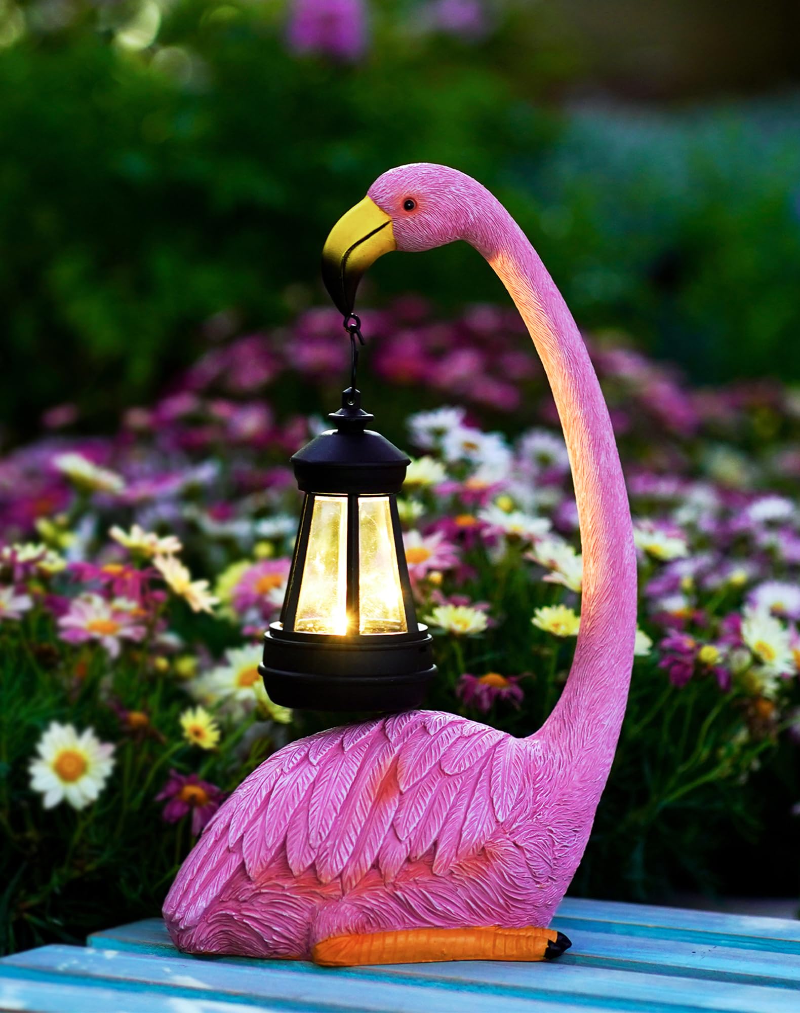 Amazon.com: Tiejiajiang Garden Flamingo Statue with Solar Lantern
