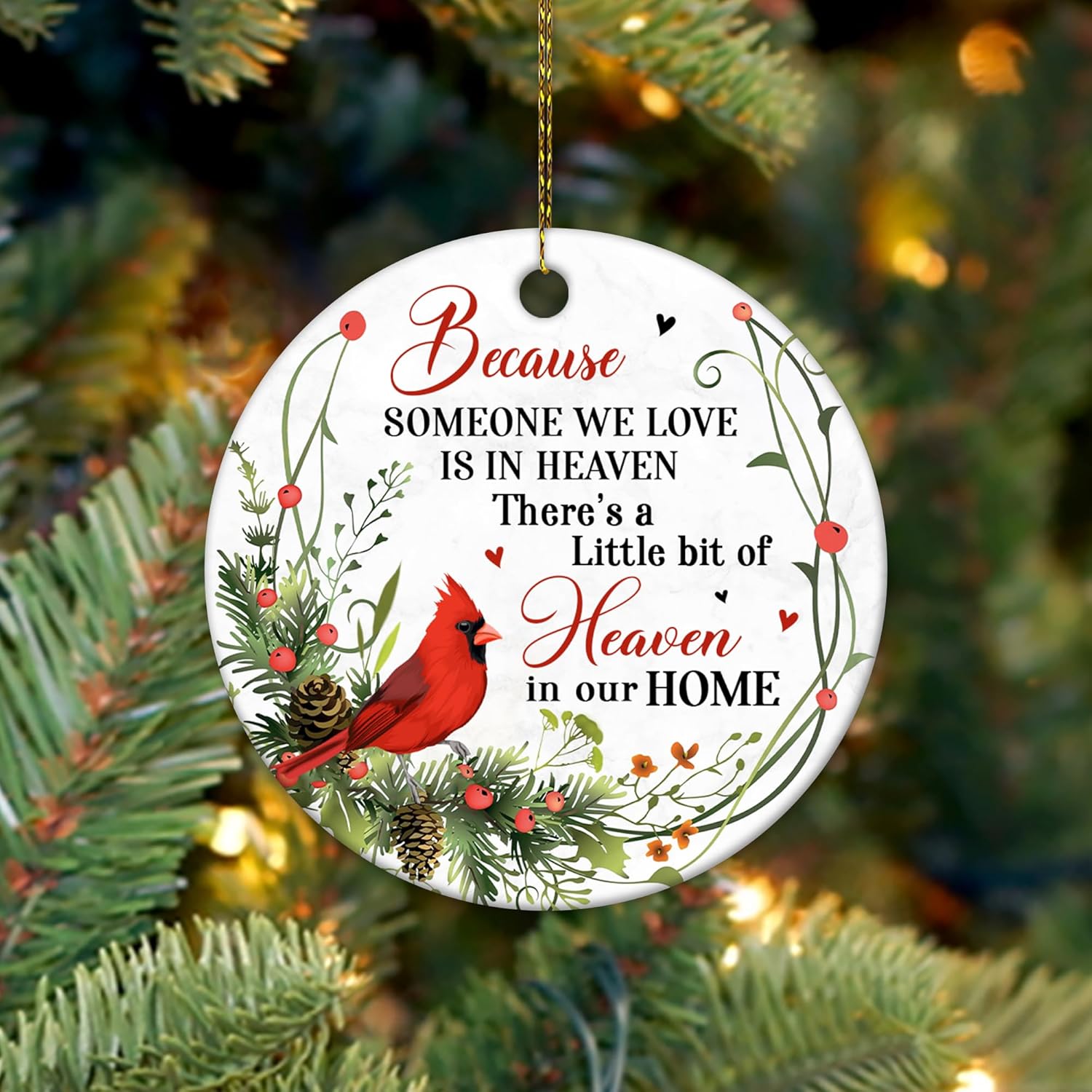 HYTURTLE Memorial Cardinal Ornaments Gifts for Loss of Loved Ones - Memorial Ornament for Christmas Tree Decor - Sympathy Keepsake Gift for Loss of Dad, Mom, Grandma - Memorial Ceramic Ornament 3" - Image 2