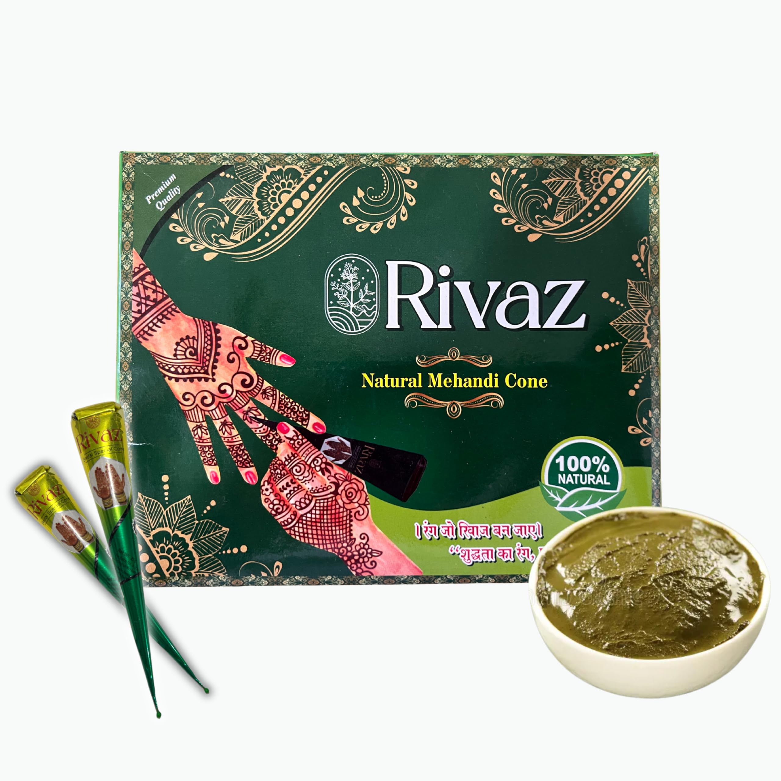 Rivaz Natural Bridal Mehendi Cones – Dark Brown Henna Paste with Nilgiri Oil for Hands | Instant Ready-to-Use Rajasthani Mehndi for Bridal, Wedding & Festive Designs | Long Lasting Stain | Pack of 12-picture-13