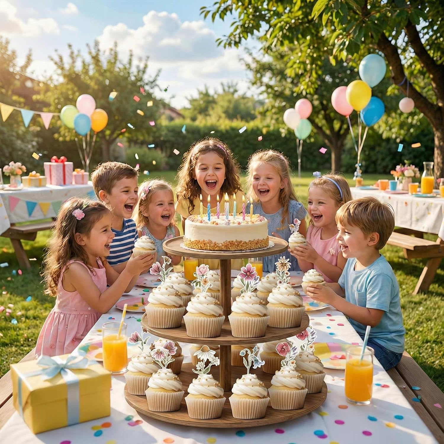 48PCS Wildflower Baby Shower Cupcake Toppers, Floral Birthday Party Decorations, Wildflower Baby in Bloom Cake Decorations, Flower Floral Wedding Party Decor - Image 5