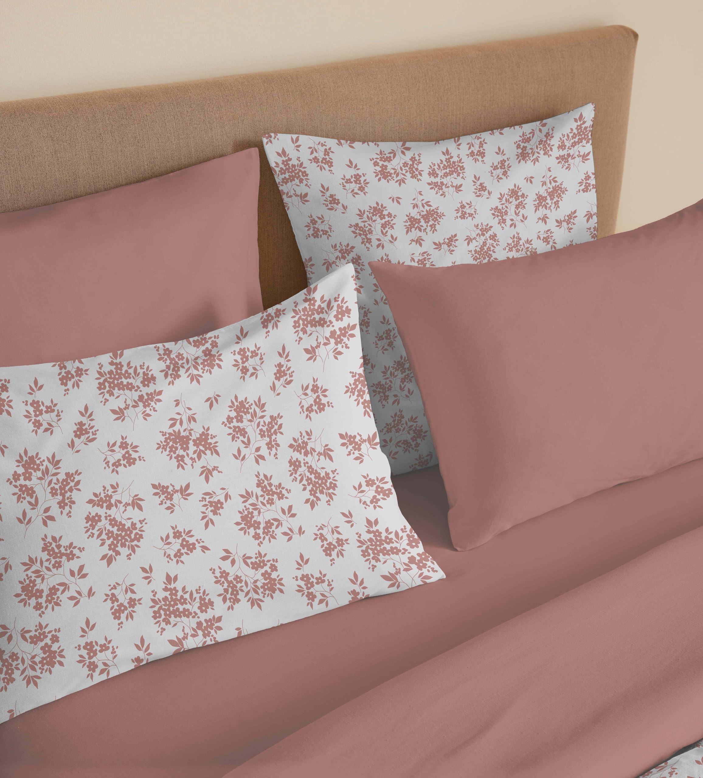 Pack Complet Housse de Couette réversible Vanessa 6 pièces pour lit 180 x 200 King Size (Eloise Abricot)