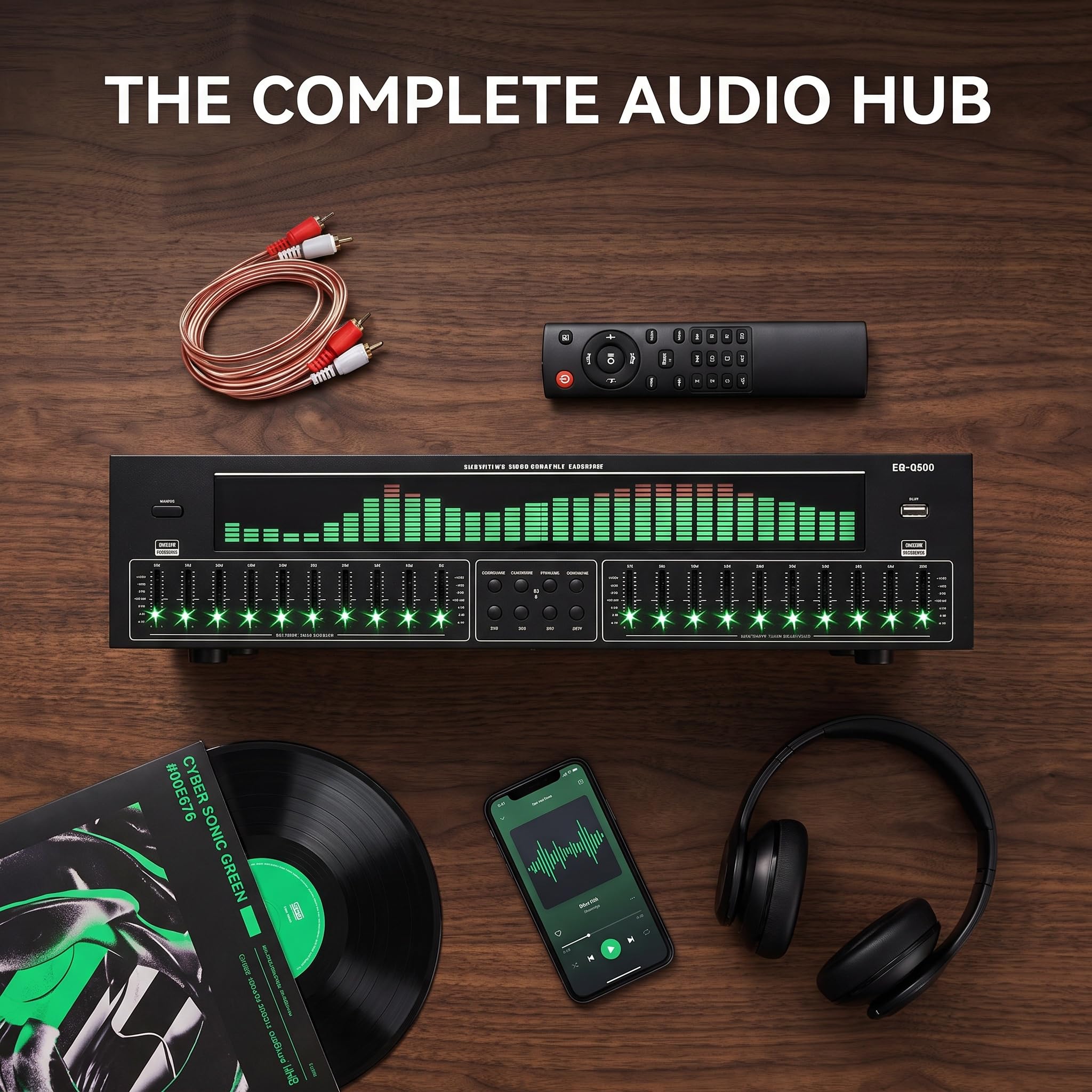 Ecualizador De Audio Gráfico De Doble Canal, Analizador De Espectro Estéreo con Pantalla Led para Música, Entrada De Audio USB Bluetooth, Control Remoto Y Cable De Audio RCA para Sistema Estéreo