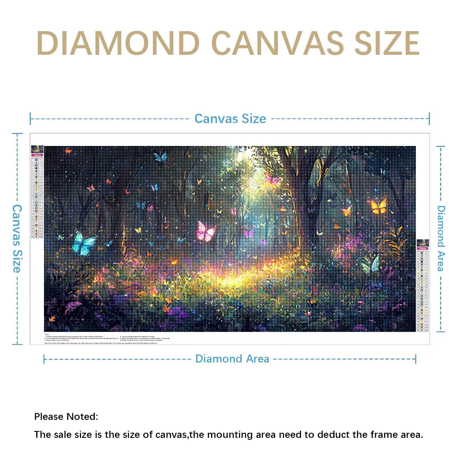 Diamond Painting Erwachsene Groß XXL 120x60cm, Schmetterling Diamant Painting Bilder, 5D Wald Diamond Art Eckige Steine, DIY Crystal Art Stickerei Kreuzstich Set für Deko Wohnzimmer Geschenke 0J-891