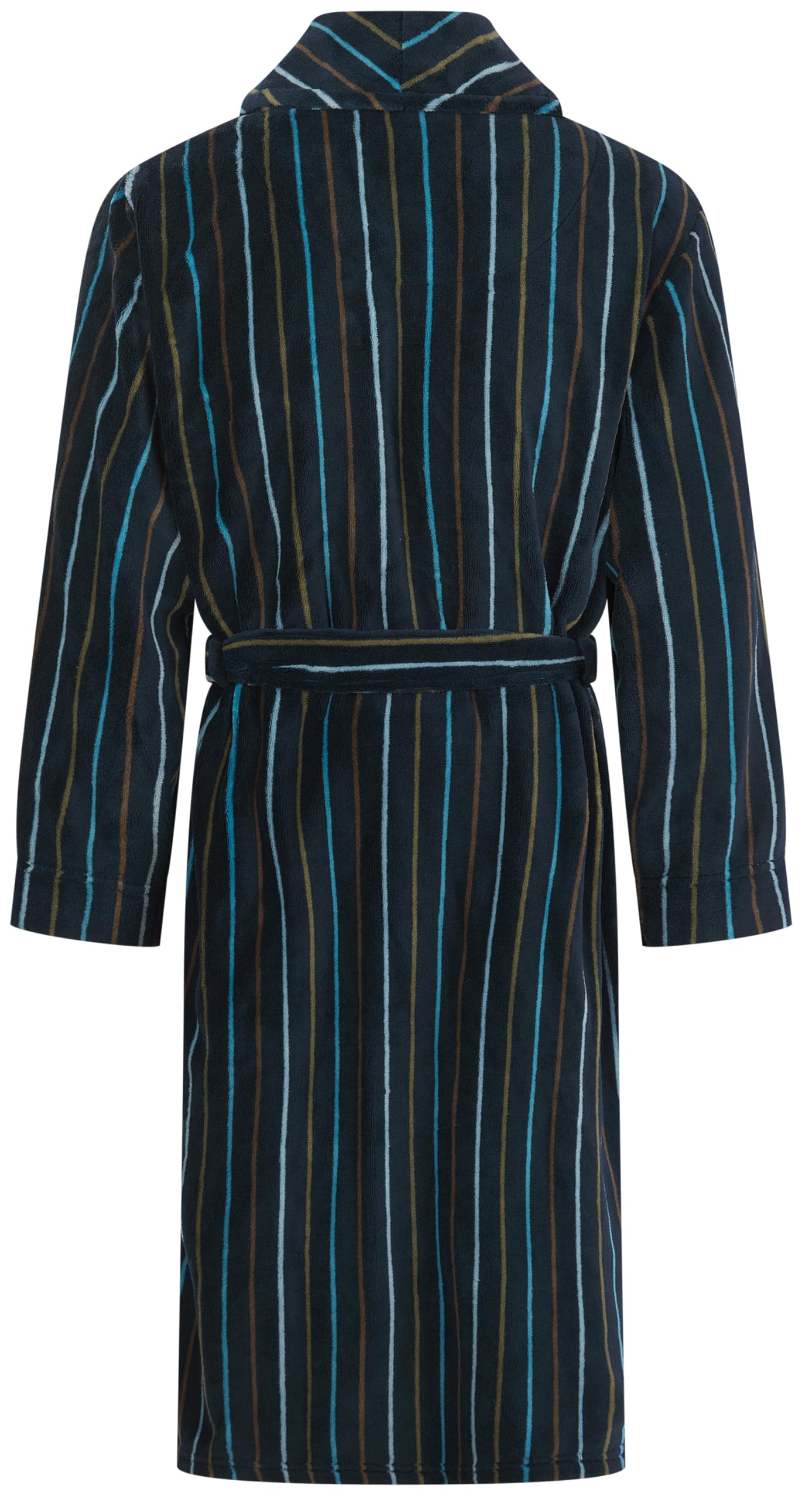 John Christian Vestaglia Uomo in Caldo Pile, Blu Navy con Righe Azzurre e Verde Oliva