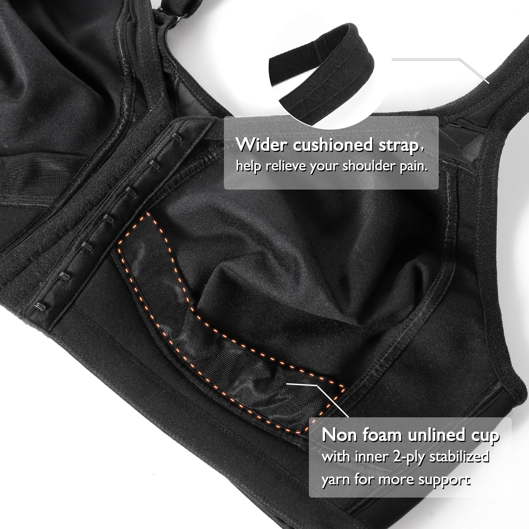 DotVol Soutien-Gorge Femme Minimizer Grandes Tailles Soutien-Gorge avec Fermeture Avant sans Armature Non Rembourré Confort sous-vêtements