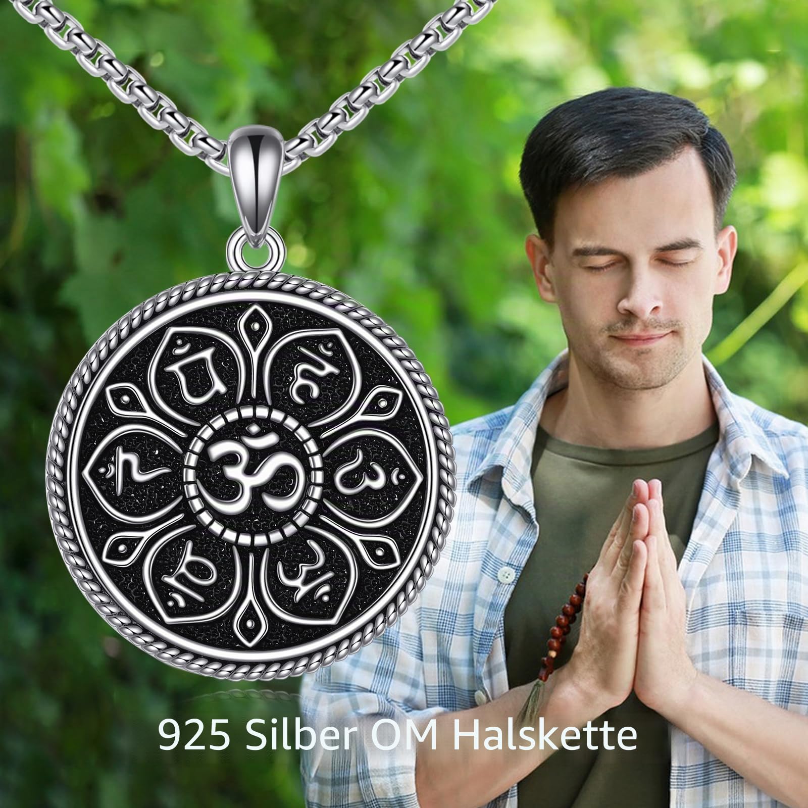 Om Halskette 925 Sterling Silber Lotus Om Anhänger Yoga Om Symbol Halsketten Om Geschenke Schmuck Geschenke für Männer Damen Frauen Yoga Liebhaber