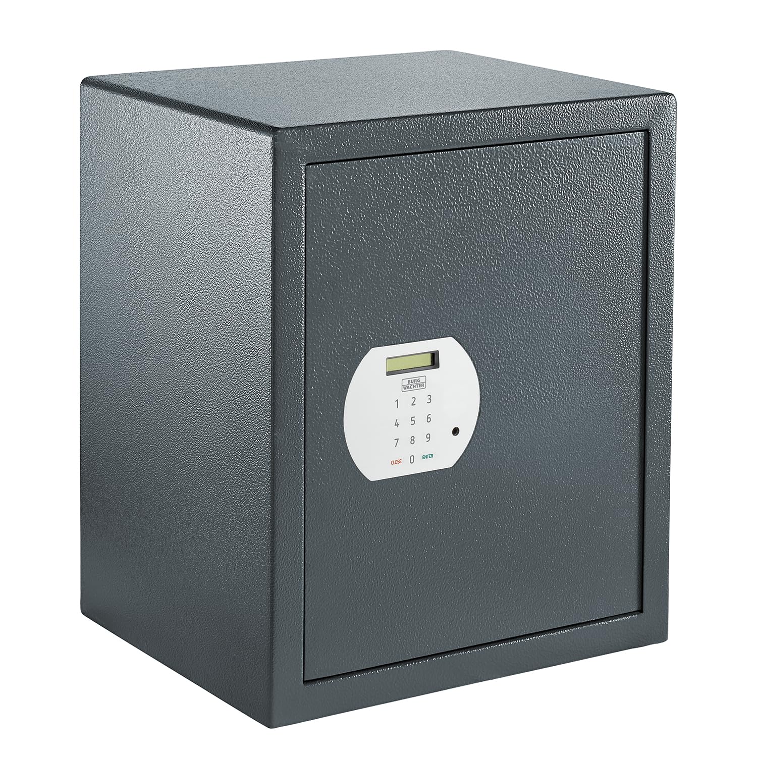 BURG-WÄCHTER Pure-Safe PS 140 E - Caja fuerte para muebles (59,8 L, 26 kg, cerradura de combinación electrónica, incluye estante, fijación a la pared y al suelo), color gris