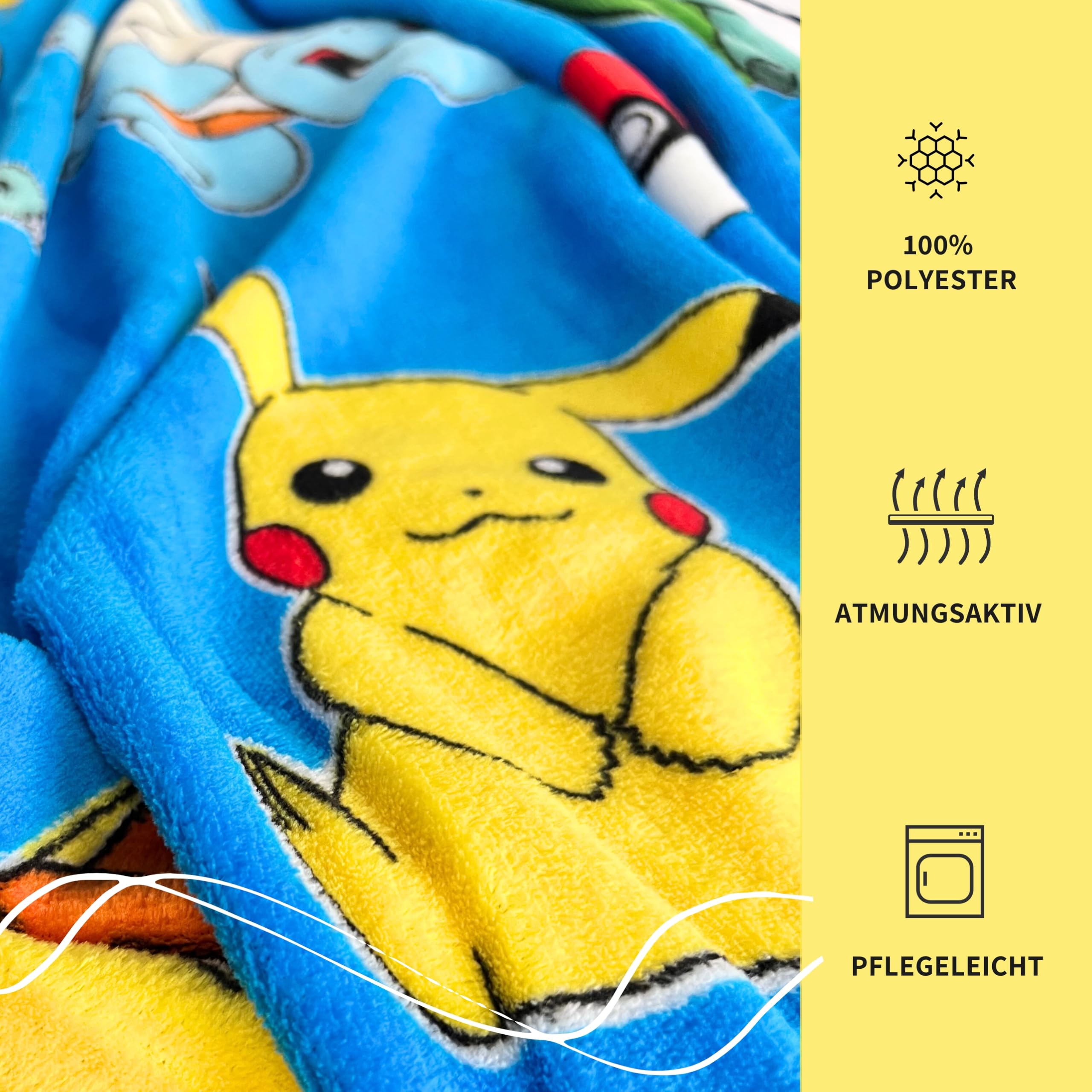 Pokémon - Couverture polaire - 130 x 170 cm - Licence officielle - Douce et moelleuse - Certifié Öko-Tex - Facile d'entretien et durable - Idée cadeau pour enfants et adultes - Pikachu & Friends