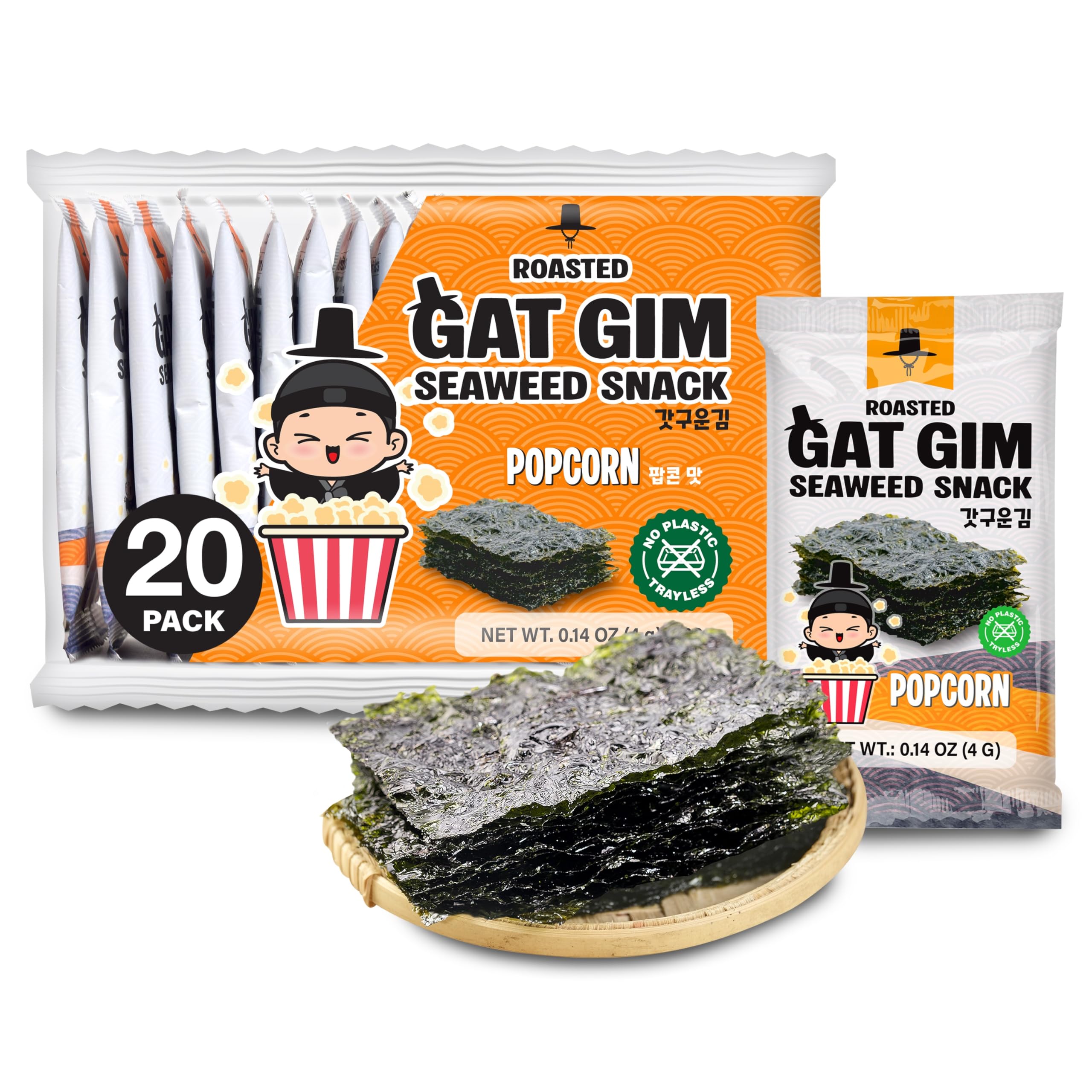 Amazon.com : Jayone Roasted Gat Gim Seaweed Snack - Popcorn Flavor