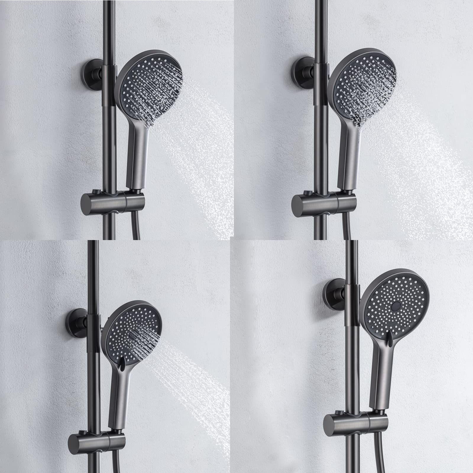 Ducha termostática con indicador de Temperatura, Grifo para bañera, rociador de bidé, Ducha de Mano y Grifo de bañera de Pared, Color Gris.