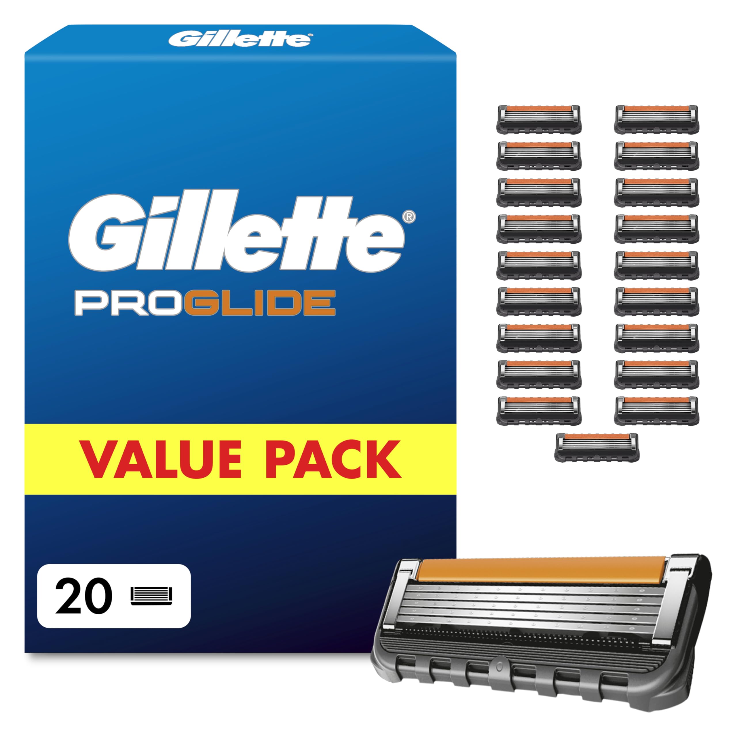 Gillette Proglide Rasierklingen Herren, 20 Original Ersatzklingen, Schwarz