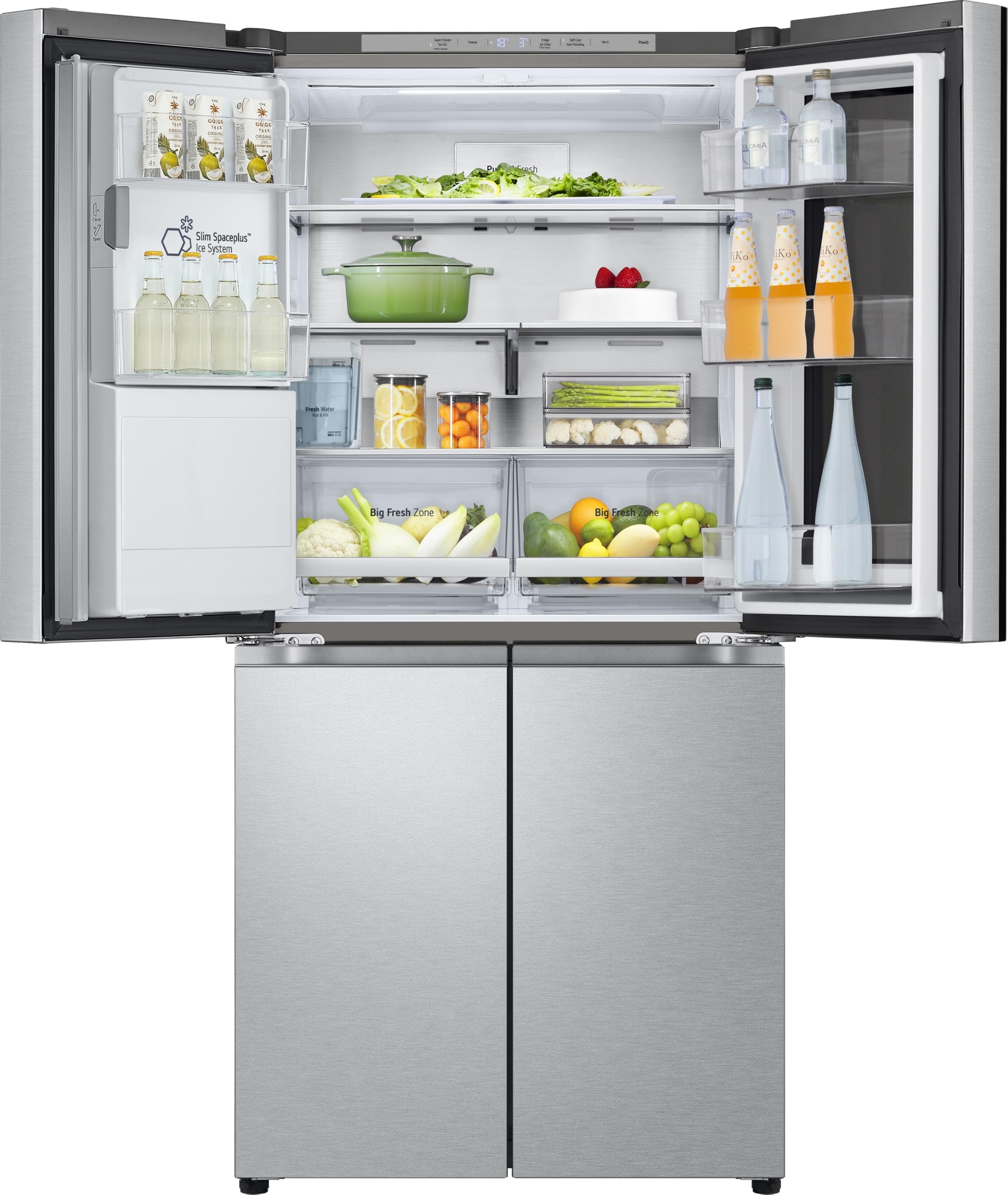 LG GMG861MBAE SLIM Multi-Door Kühlschrank mit Gefrierfach (508 L, Energieklasse E) mit InstaView, Eis- und Wasserspender, UVNano, Total No Frost, Silber