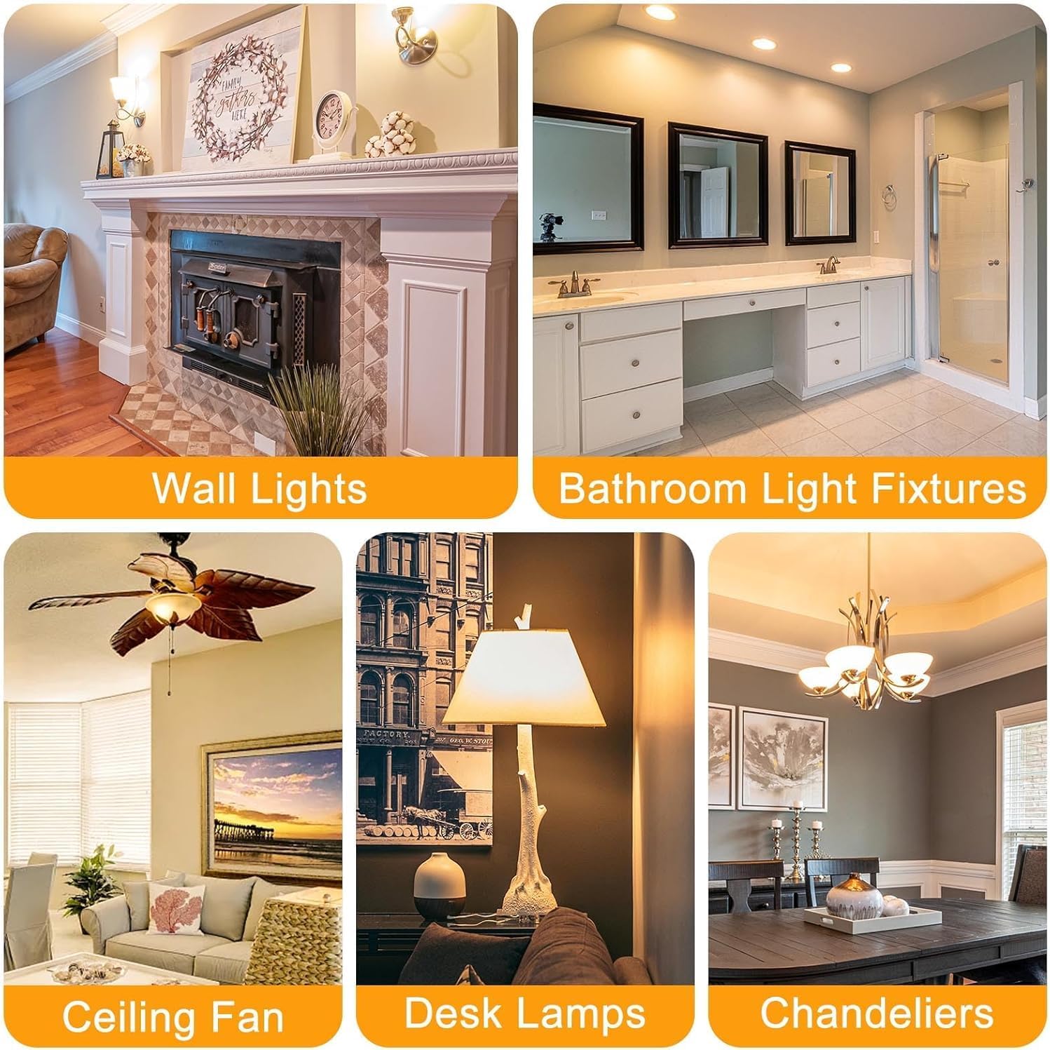 E12 LED Bulbs Dimmable 120V 150W Equivalent Energy Saving E12 Base COB Light Warm White 2700K 15W 1500LM Chandelier T6 Candelabra Base Bulbs for Home Light Pack of 3