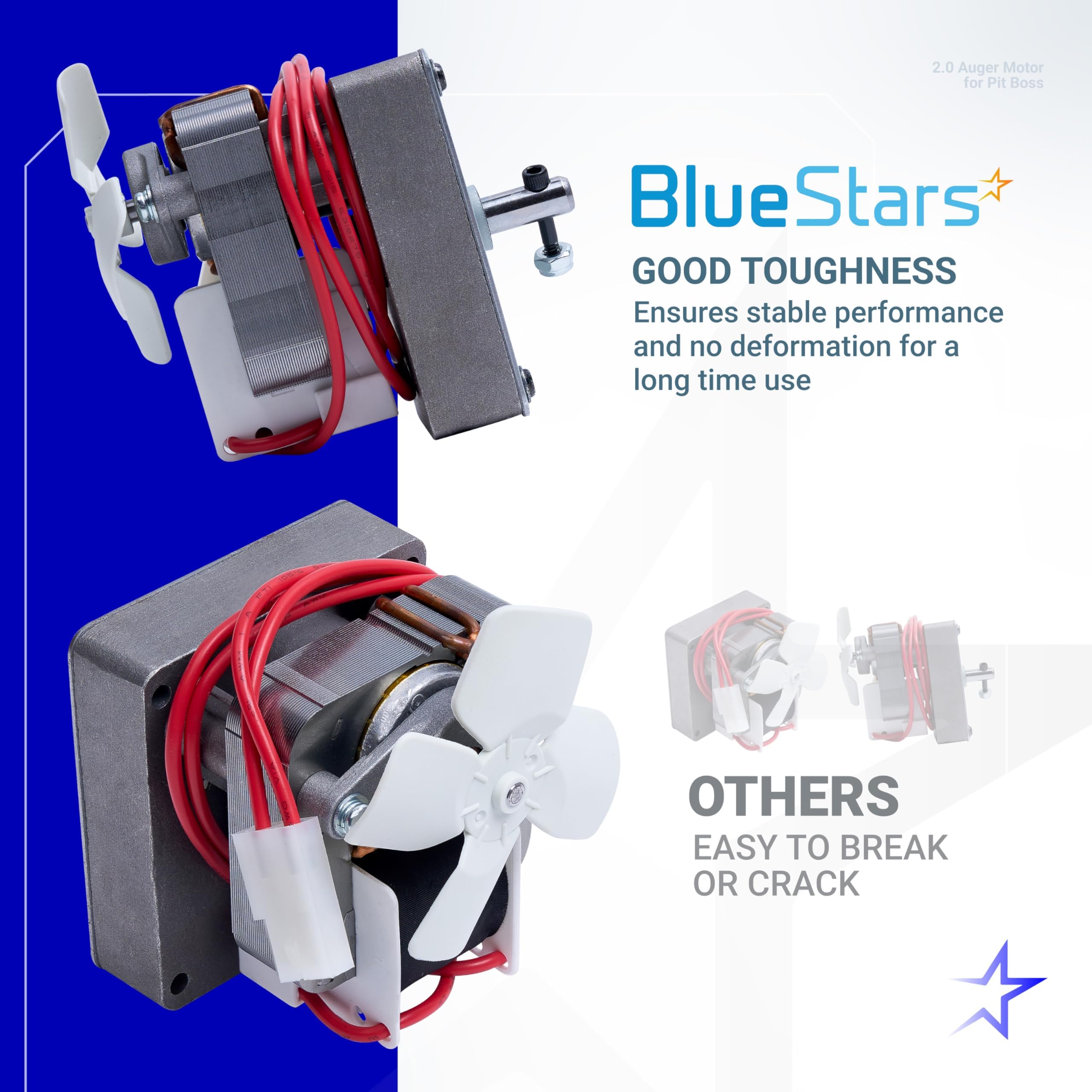 BlueStars - Motore a coclea a coclea per griglia da 2,0 giri/min, ricambio per Pit Boss, Traeger, Camp Chef, Z e Nexgrill, per barbecue universale, 120 V, 60 Hz, 2 poli