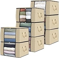 Vista 68 de Fab totes Paquete de 8 bolsas de almacenamiento plegables para mantas, contenedores de almacenamiento para organizar dormitorio, armario, ropa, Gris