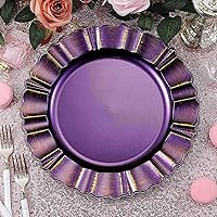 Vista 55 de Efavormart 6 Pack 13" Gold Acrylic Plastic Dinner Plate Chargers With Gold Brushed Wavy Scalloped Rim