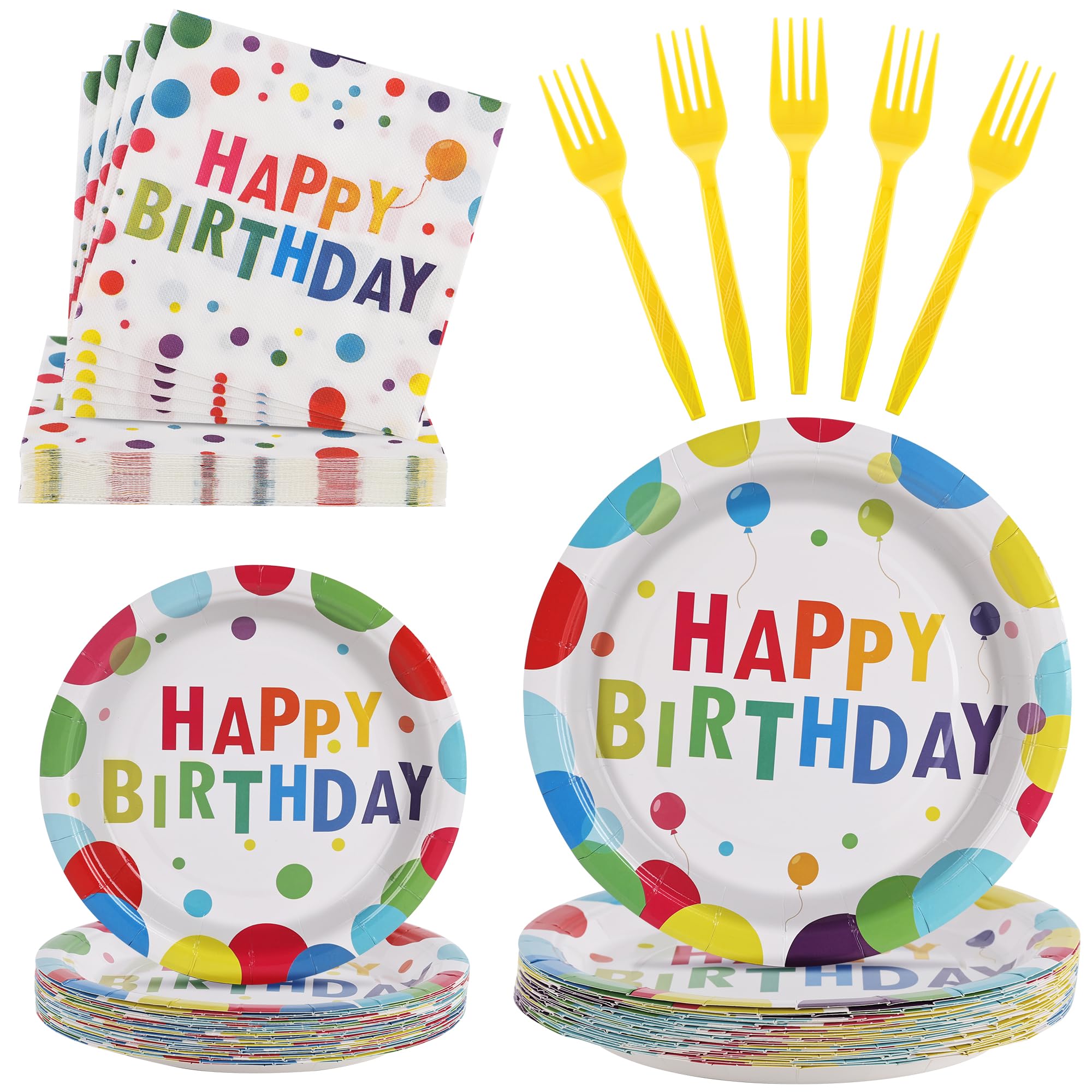 Photo 1 of 100 Pcs Disposable Birthday Party Tableware Set for 25 Guests