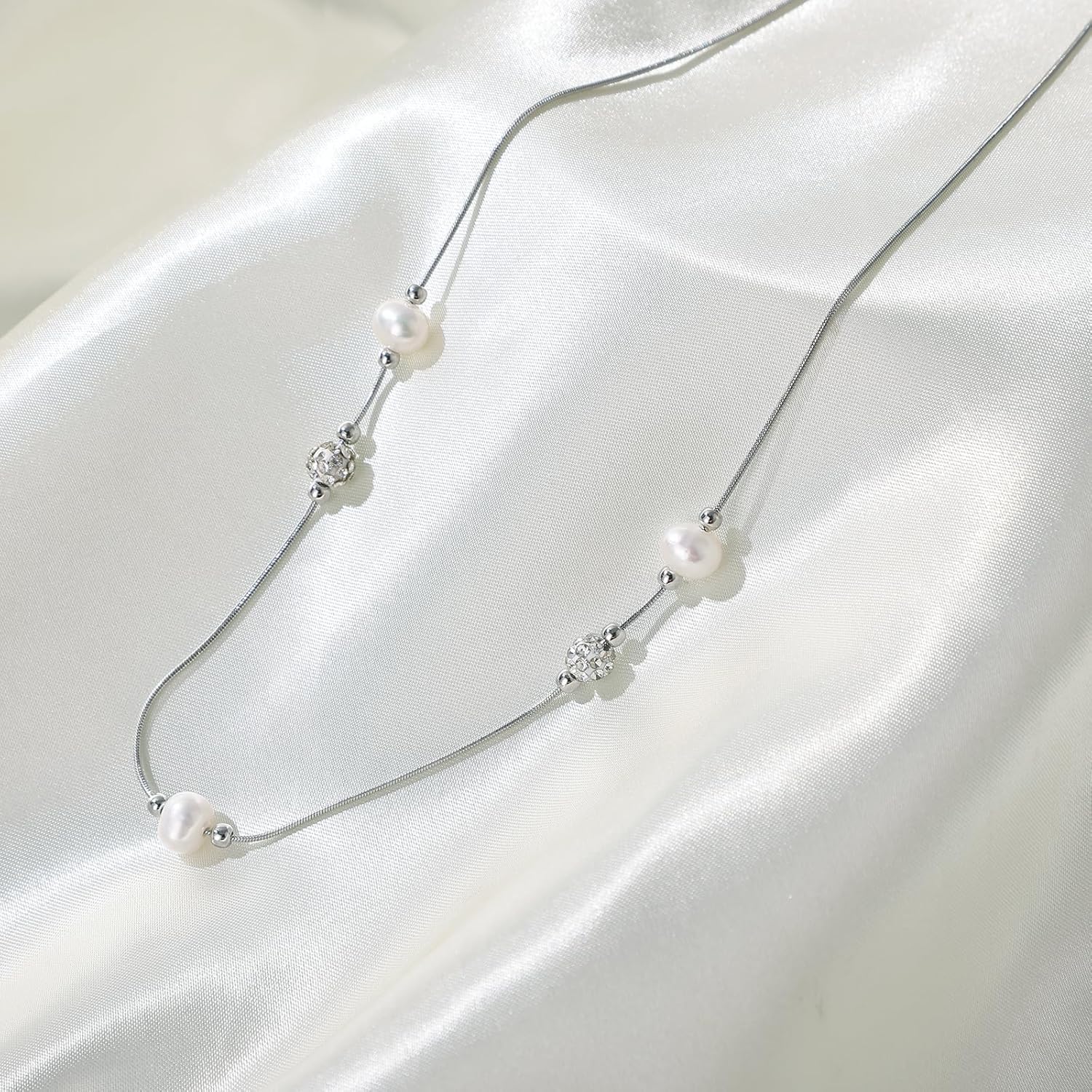 Versatile Starlight Freshwater Pearl Necklace for Women, 7-8mm Near-Round Slightly Flawed, Alloy Fashion Jewelry - Image 7