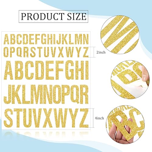 Miniatura 2 de Gersoniel 8 hojas de letras autoadhesivas con purpurina, letras adhesivas de vinilo, letras mayúsculas, letras adhesivas del alfabeto, letras para