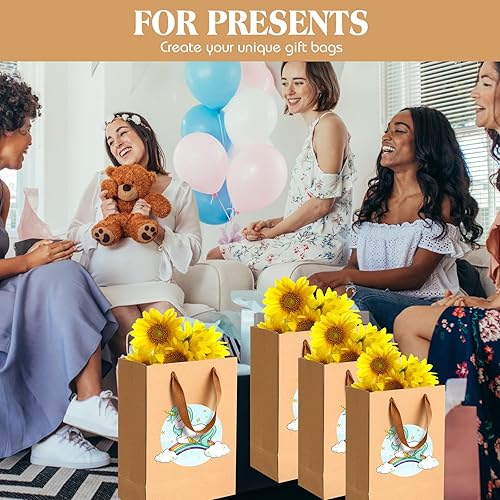 Miniatura 12 de PerKoop Paquete de 40 bolsas de regalo de Navidad de papel kraft con asas, 4 tamaños, envoltura de regalo, bolsas de compras de postres para regalos