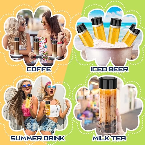 Miniatura 7 de Hoolerry 16 botellas sensoriales vacías de 12 onzas, botellas de agua de jugo reutilizables de plástico con tapas, recipientes de bebidas