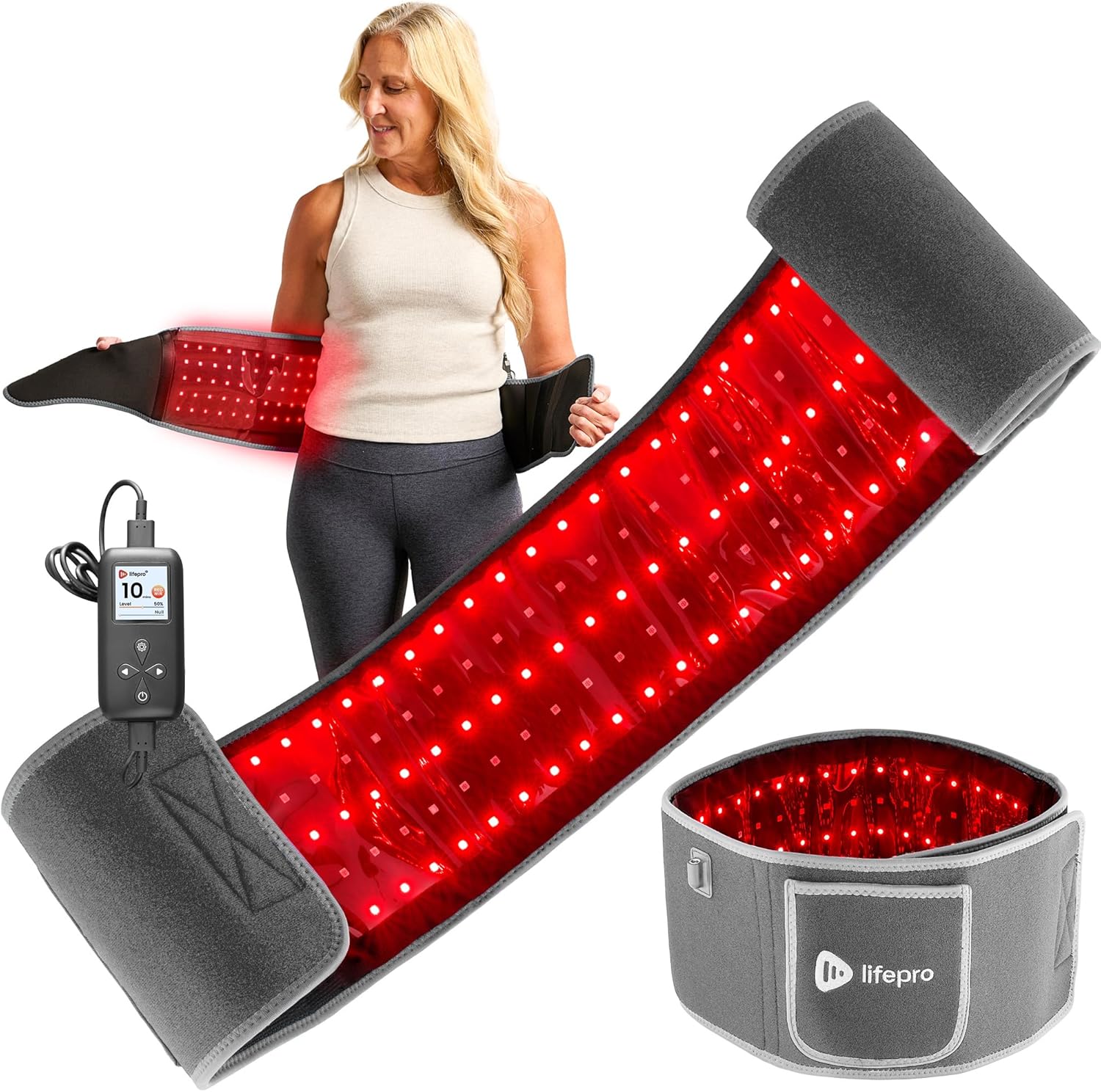 Red Light Therapy Belt – Nabij Infrarood Lichttherapie & Rood Lichttherapie voor Lichaam, Ontspannende Spieren, Ontsteking, Verbetering Circulatie – Infrarood Therapie of Infrarood