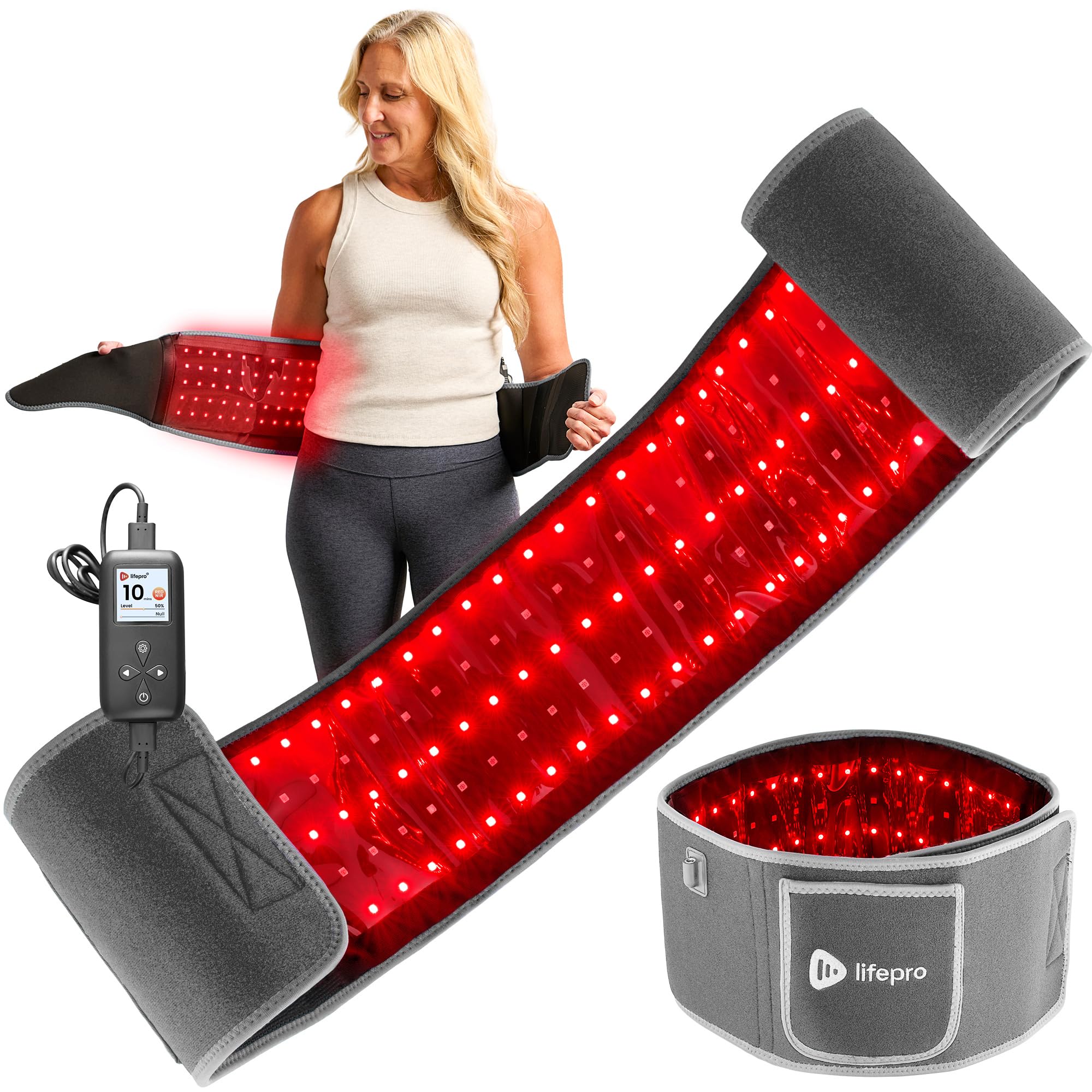 Lifepro Red Light Therapy Belt – Infrared Red Light Therapy for Body, Back Pain and Shoulder - 660nm & 850nm Near Infrared Heating Pad – Adjustable & Portable for Wellness & Relaxation