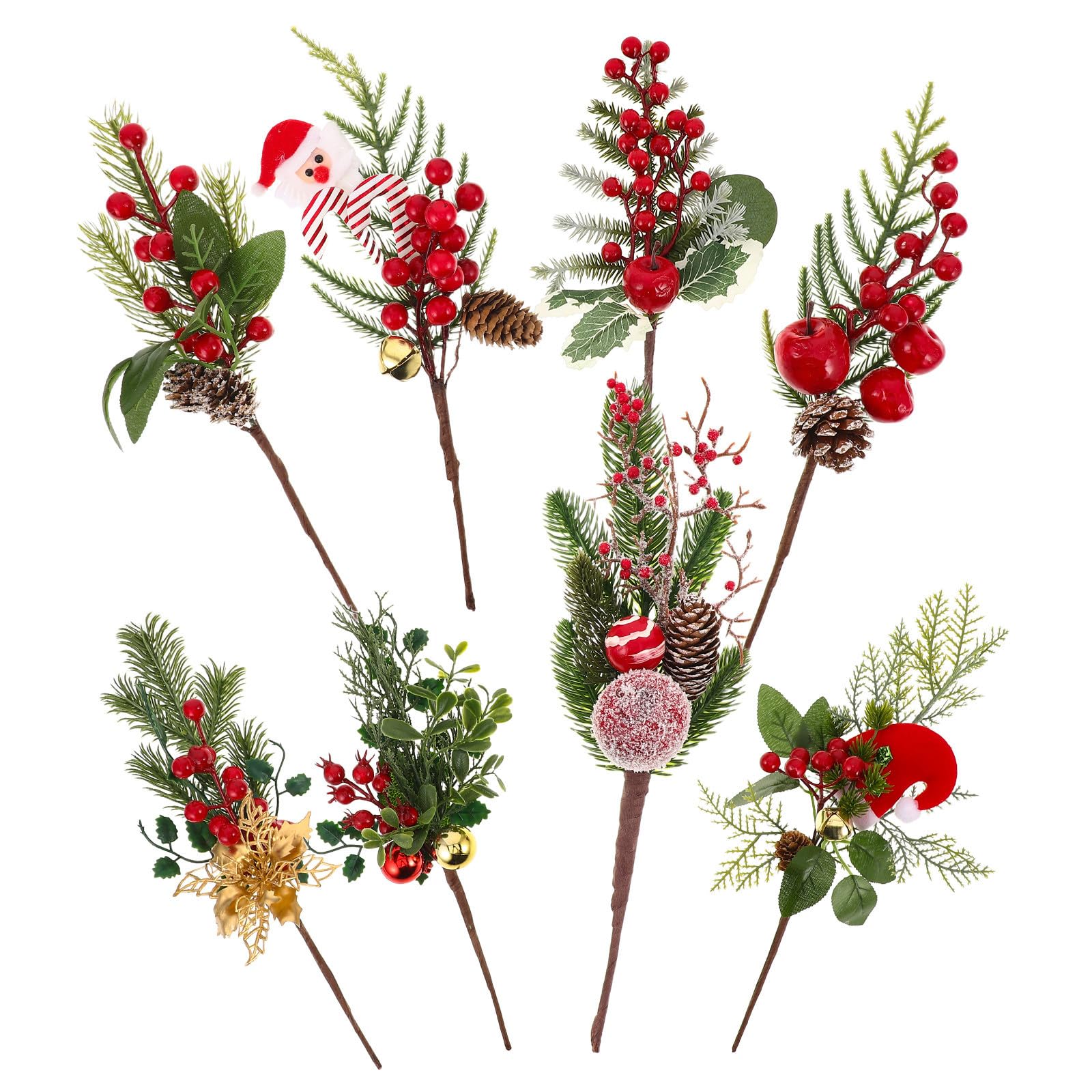 Branches de Noël artificielles SHINEOFI rouges avec pommes de pin en PVC PE pour table