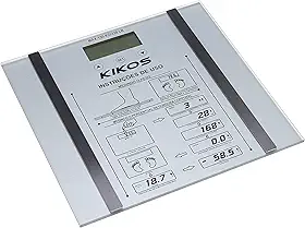 Balanca Digital Ison Prata Kikos; mede gordura, água e peso corporal de forma prática, Possui memória para armazenar até 10 medidas de 10 usuários diferentes.