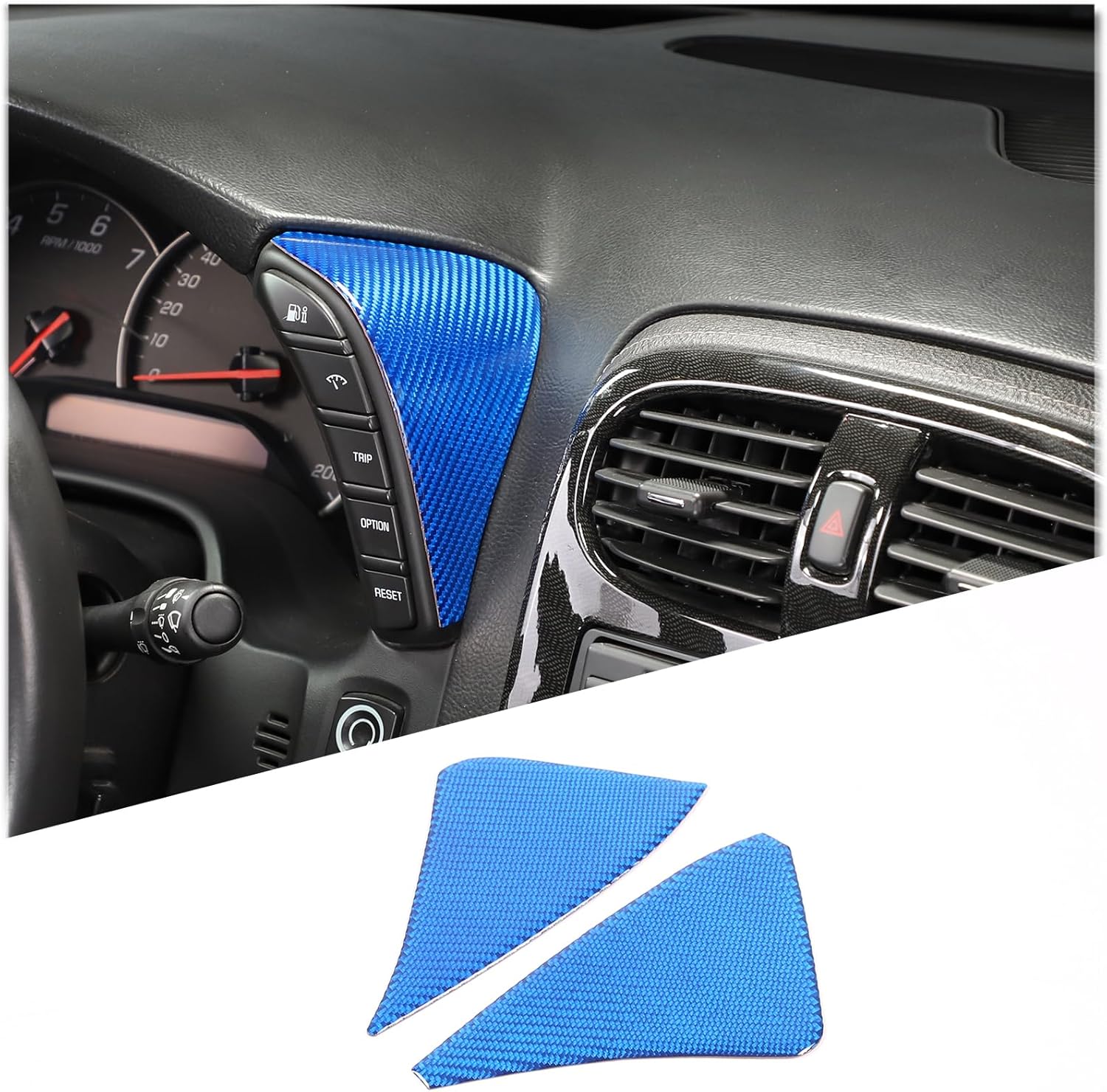 PIUGILH Dashboard Button Switch Cover Trim Compatible with Corvette C6 2005-2013 Interior Decoration Accessories, Dash Board Speedometer Bezel Cover, 2Pcs