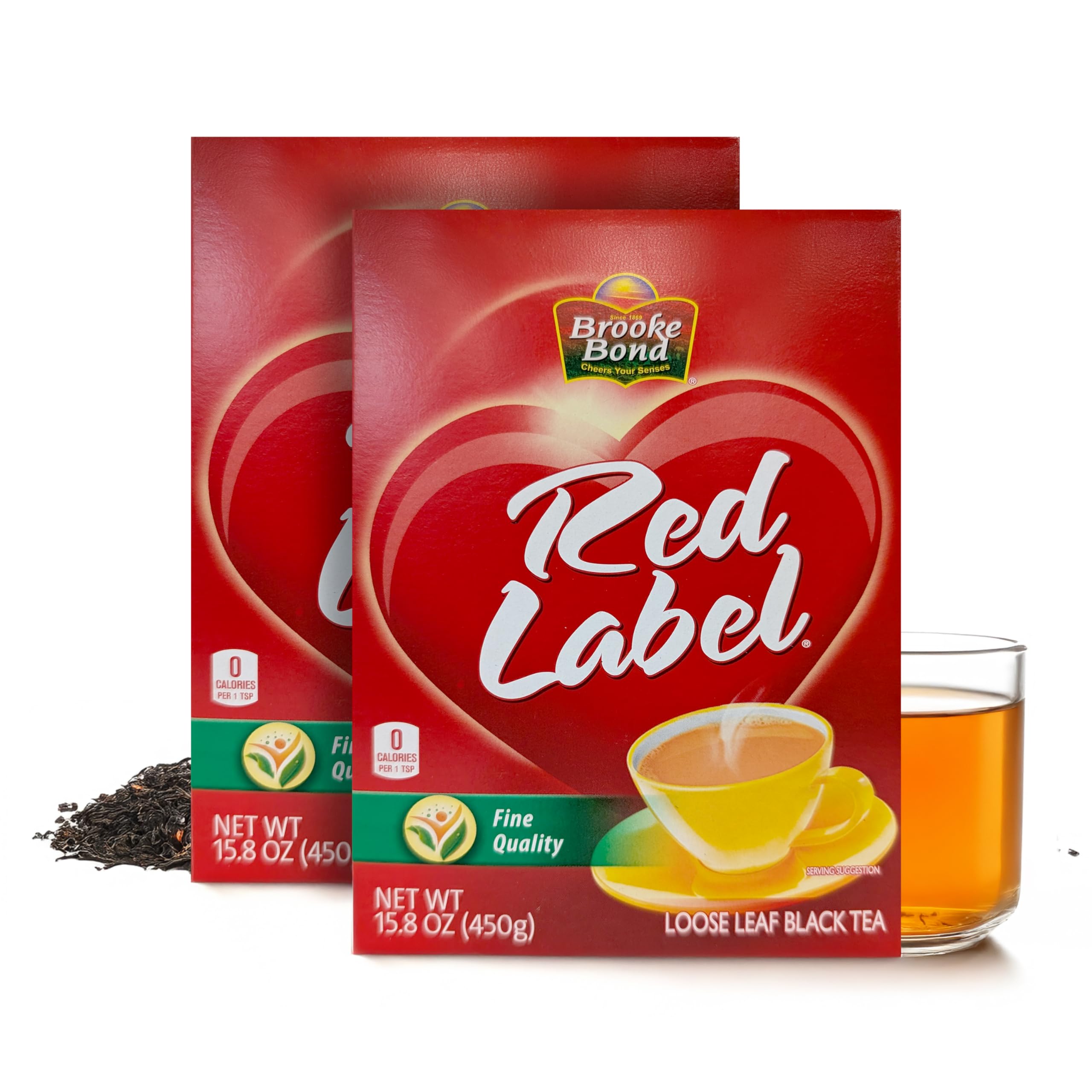 Brooke Bond Red Label Black Tea | Loose Tea | Suitable for Indian Chai & Milk | Aromatic & Refreshing Flavor | 450 Grams (Pack of 2)