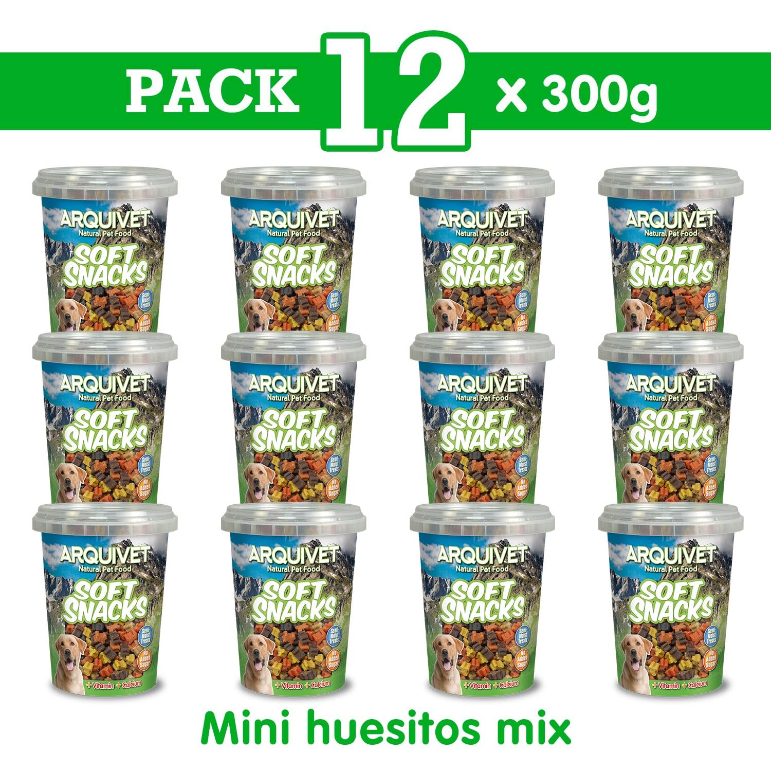 ARQUIVET Soft Snacks para Perro Mini Huesitos Mix Pack 12 x 300 g - Snacks Naturales para Perros de Todas Las Razas - Premios, recompensas, chuches para Perros