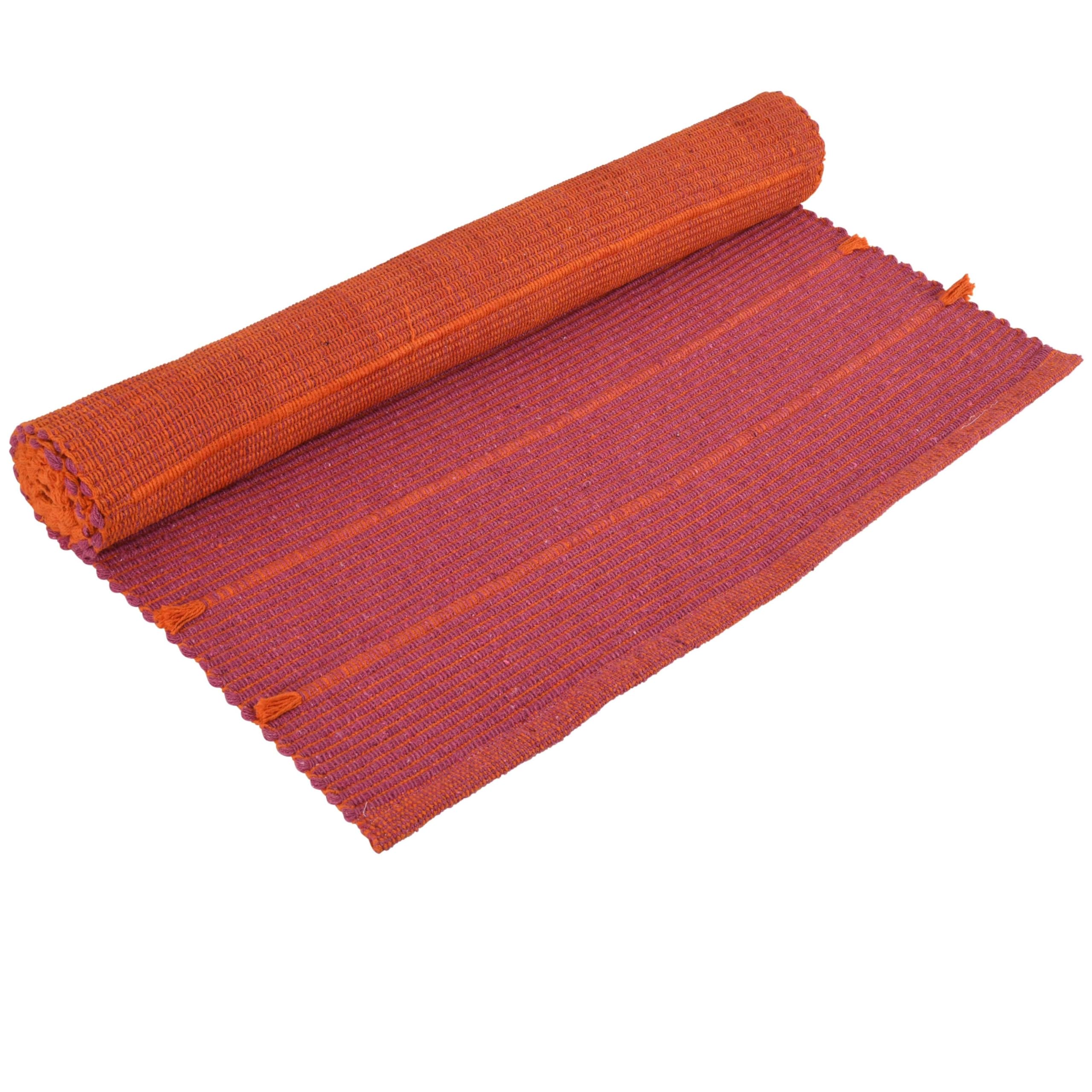 Tapis de yoga 100 % coton bio antidérapant : écologique, tissé à la main et extra long (71,1 x 188,8 cm) pour un confort et une stabilité ultimes avec sac de transport en coton