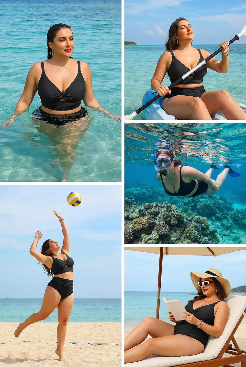 Daci Plus Size Two Piece Swimsuits - Women High Waisted Bikini Tummy Control Bathing Suits Knot Twist Swimwear 2025