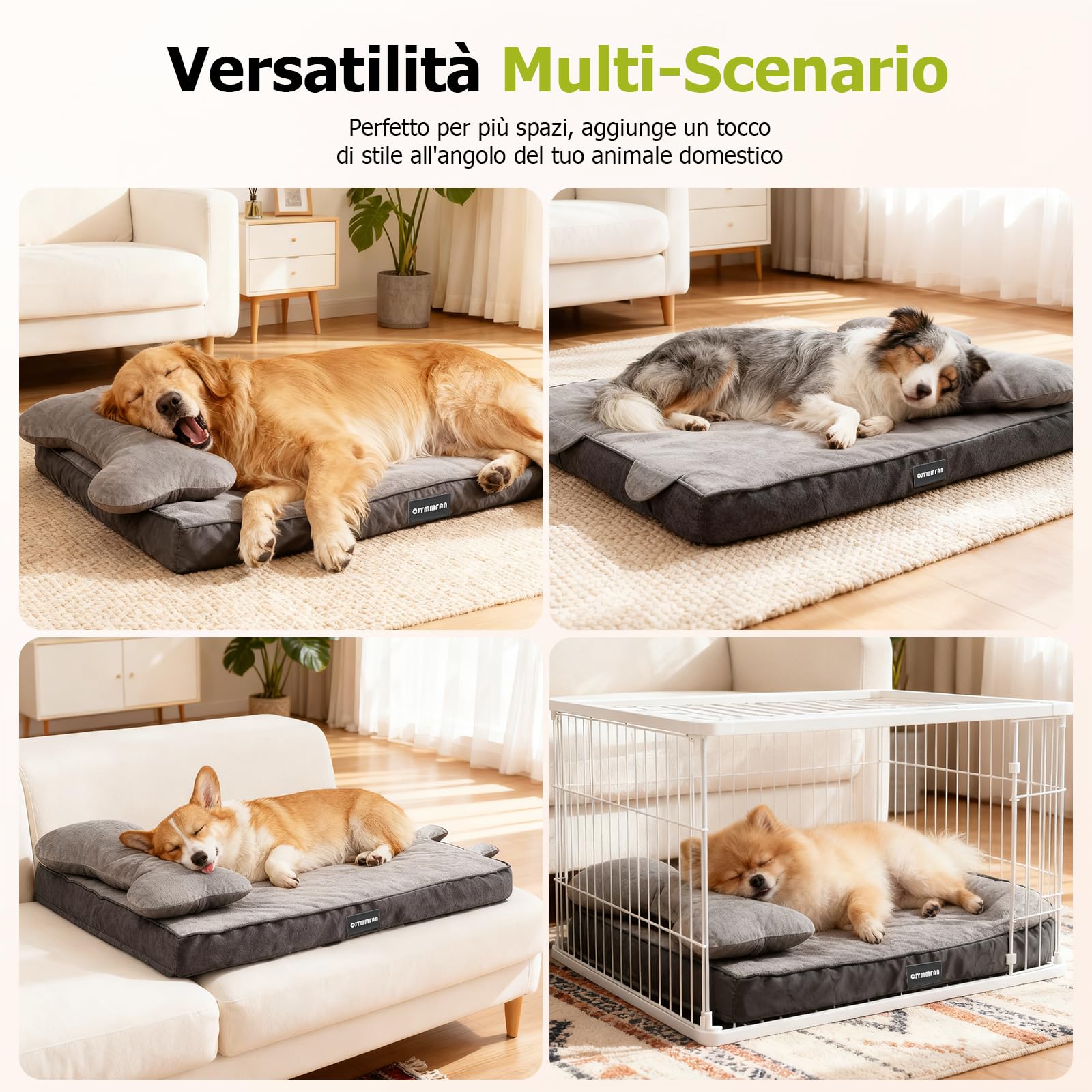 Cuccia Ortopedica per Cani con Cuscino Rimovibile, Lettino Lavabile Memory Foam a Forma Cassetta Uova, Impermeabile Letto per Supporto Testa e Articolazioni, Cuccia cane Interno con Base Antiscivolo
