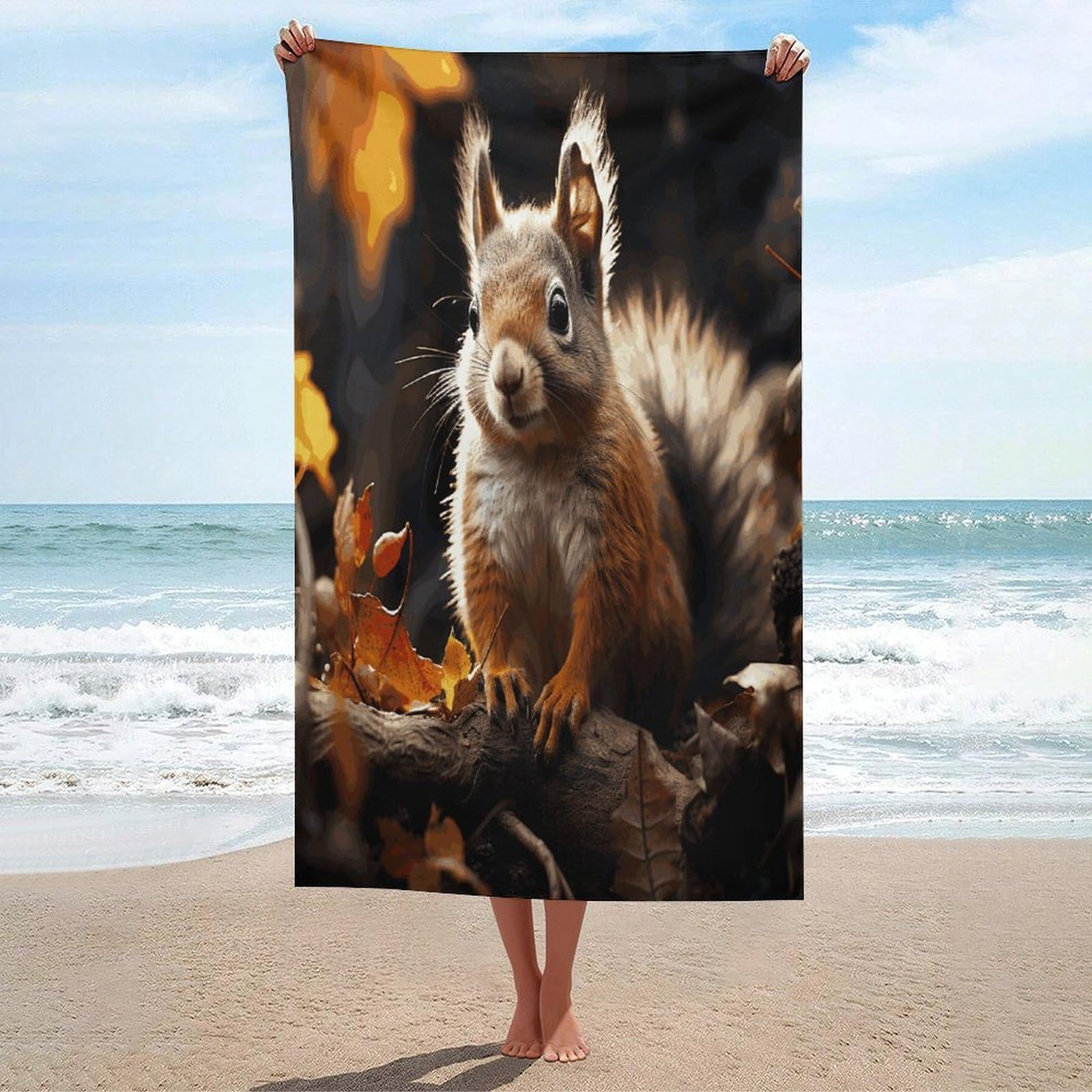 Adfgyerh Unisex Style Squirrel In The Woods Bath Towels Beach Towel Lightweight Quick Dry, Bath Towel For Travel Sports Pool Swimming Bath Camping Yoga Adults130x80cm