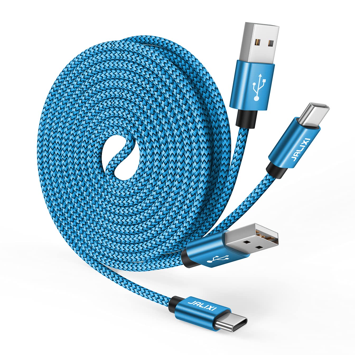 JALIXI USB auf USB C Kabel 3m, Schnellladekabel USB-C Lang, Ladekabel Nylon für Samsung Galaxy S25 S24 S23 S22 Plus Fe, A55 A35 A25 A16 A15, Tab a9 a8 a7, Pixel, Blau