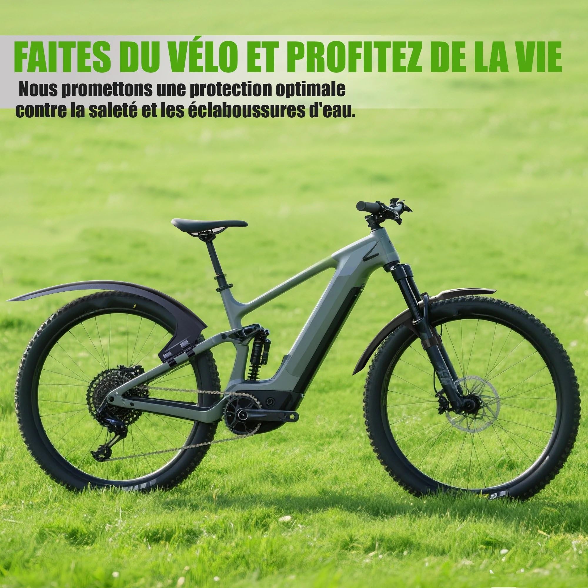 Guardabarros para Bicicletas Guardabarros MTB extendido y Ancho para Bicicleta 26-29 PP Guardabarros para protección de Bicicleta salpicaderos Delantero Trasero