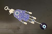 Vista 2 de Decoración colgante con protección de manos Hamsa con diseño de mal de ojo azul (con bolsa de decoración mejor) -028