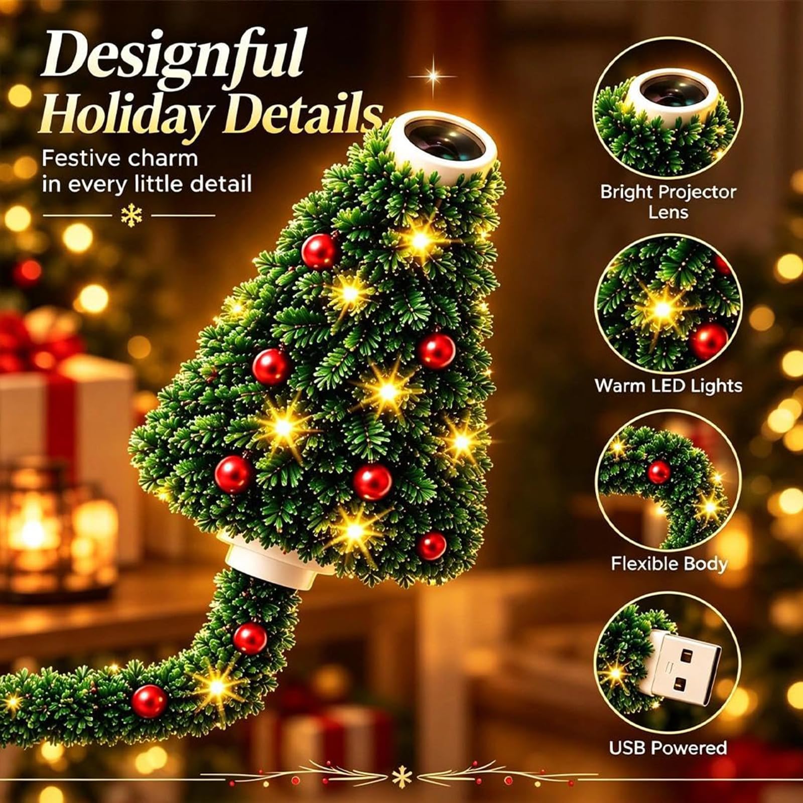 Proiettore luminoso natalizio, luce notturna a forma di albero di Natale con proiezione a soffitto e oltre 6 motivi festivi; ideale per camera da letto, soffitto, scrivania e decorazioni (2pcs)