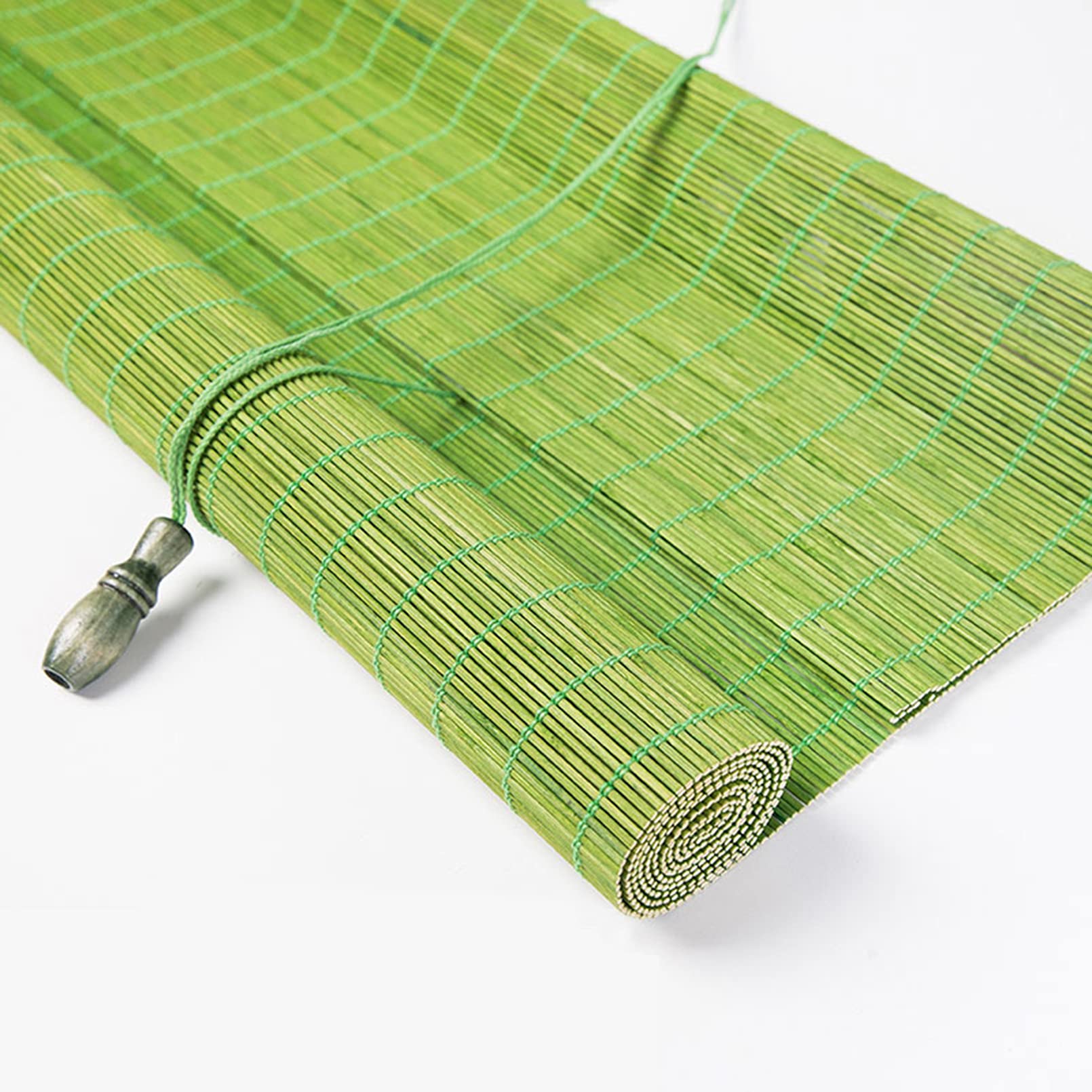 Green Bamboo Window Blinds,Sun Shades for Outdoor/Indoor,UV Protection Waterproof Breathable Roman Shade Roll Up Blinds,Decoration Curtains for Kitchen/Garden/Balcony,Custom (145x200cm/57x79in)